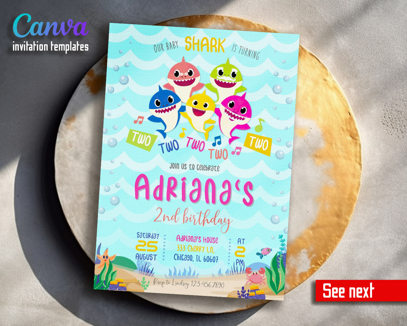 Baby Shark customizable invitation template | Share or Print | | FY457