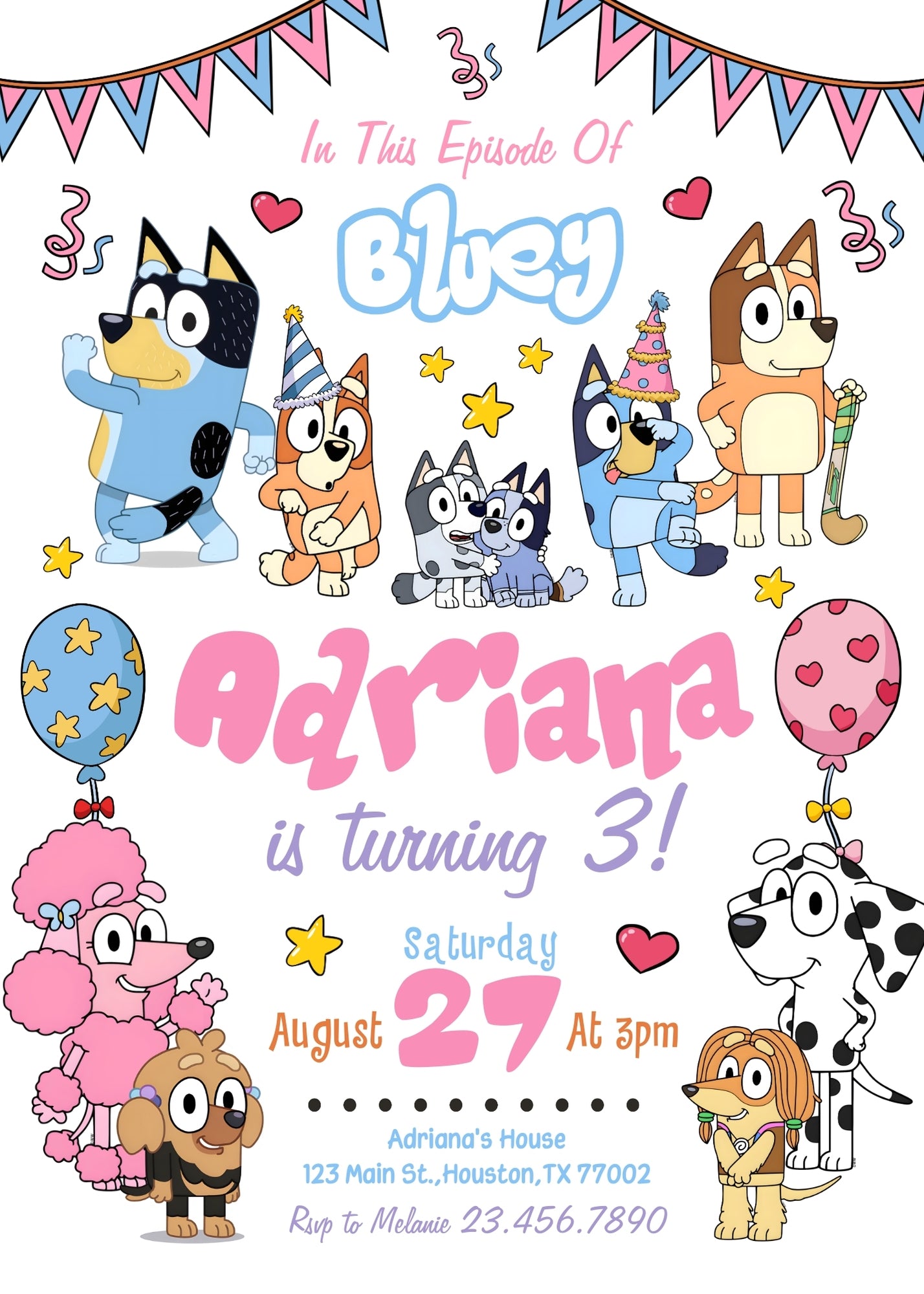 Bluey Bingo customizable invitation template | Share or Print | | LP945