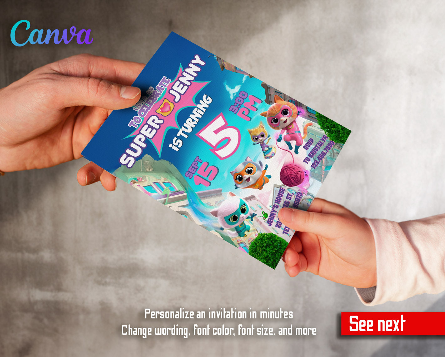 SuperKitties customizable invitation template | Share or Print | | DD243