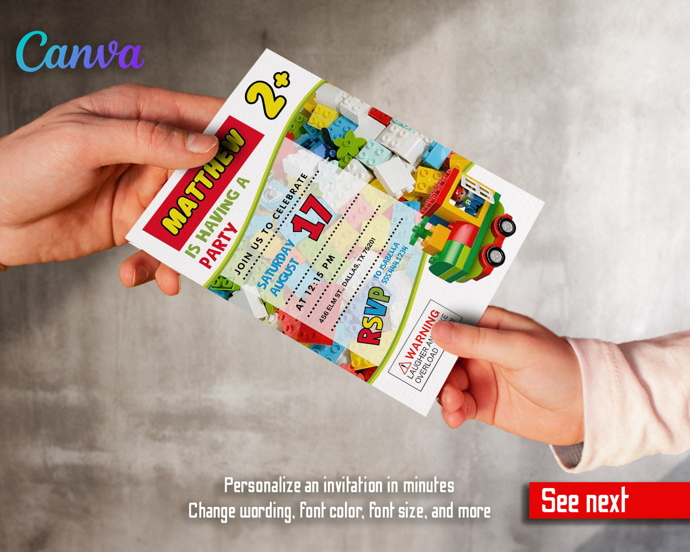 Lego Duplo Train customizable invitation template | Share or Print | | UH667
