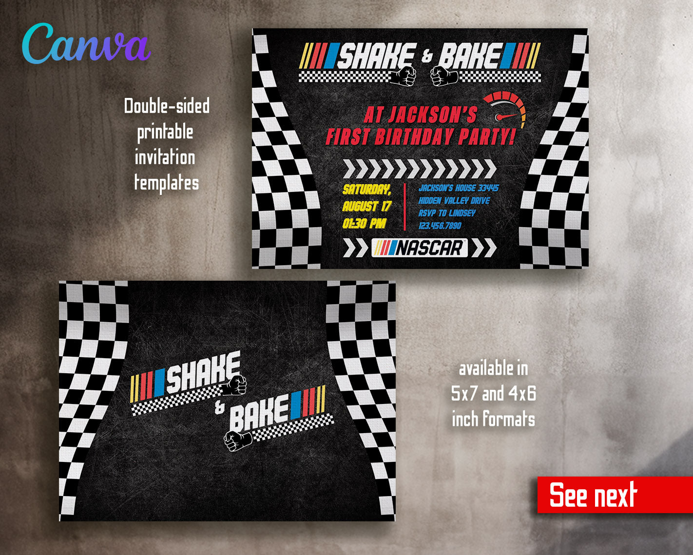 Nascar Ricky Bobby customizable invitation template | Share or Print | boy | MU490