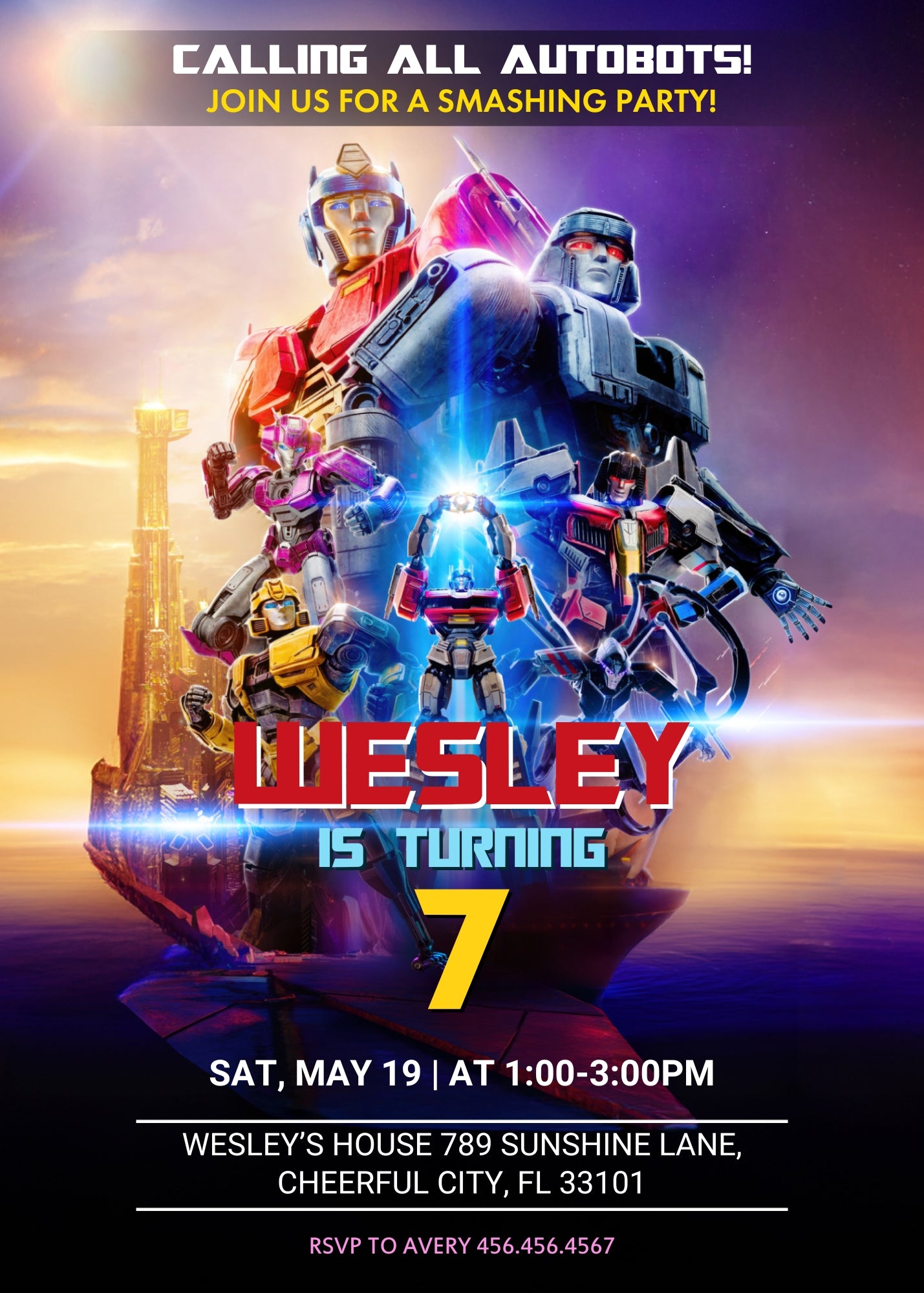 Transformers One Rescue Bots customizable invitation template | Share or Print | boy | HW982