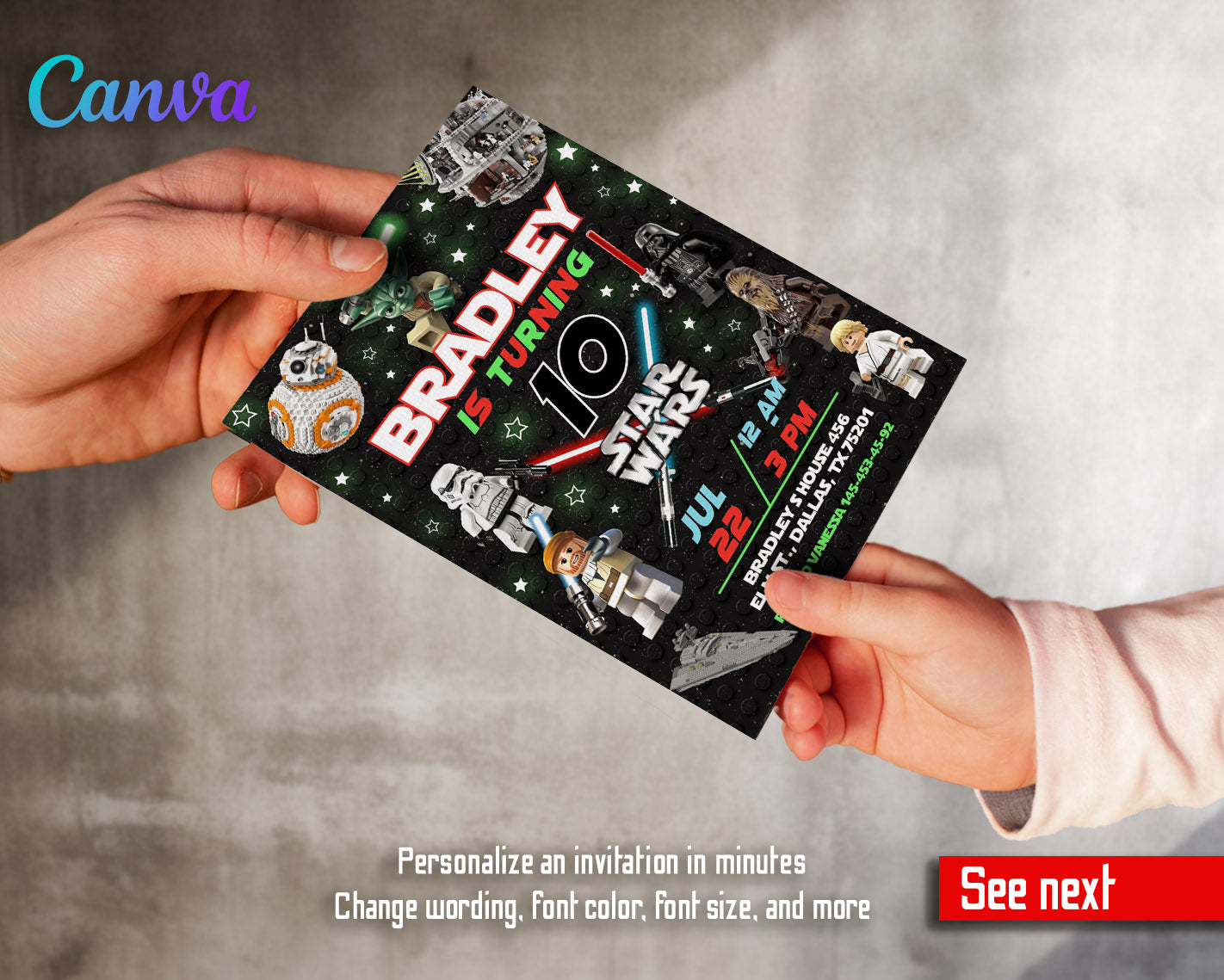 Star Wars Darth Vader Lego Minifigures customizable invitation template | Share or Print | | GG694