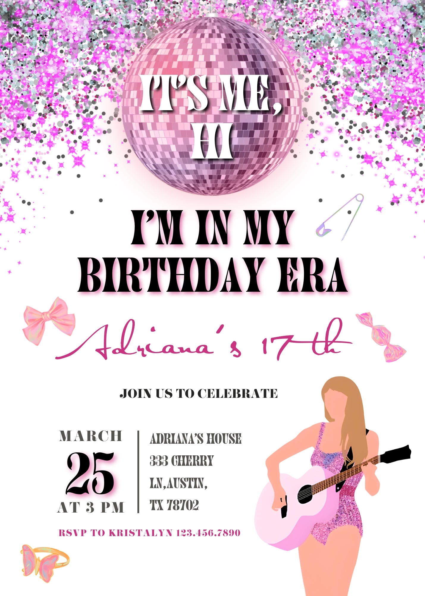 Taylor Swift Eras Tour customizable invitation template | Share or Print | girl | GK823