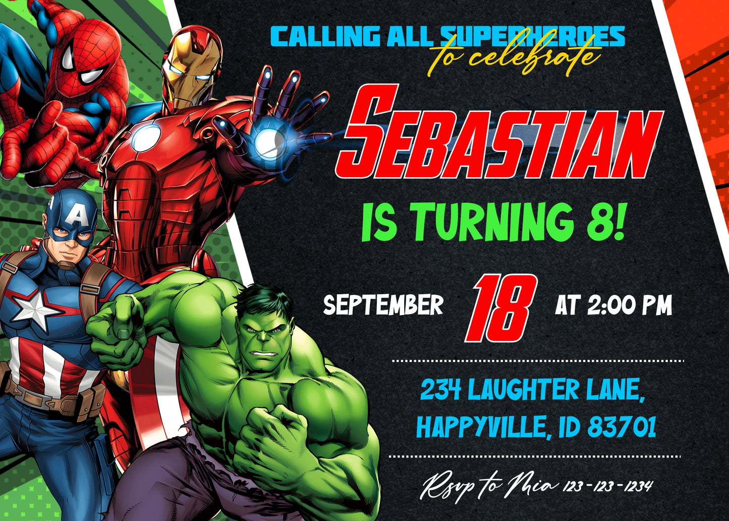 Avengers Marvel Superhero customizable invitation template | Share or Print | boy | CI575