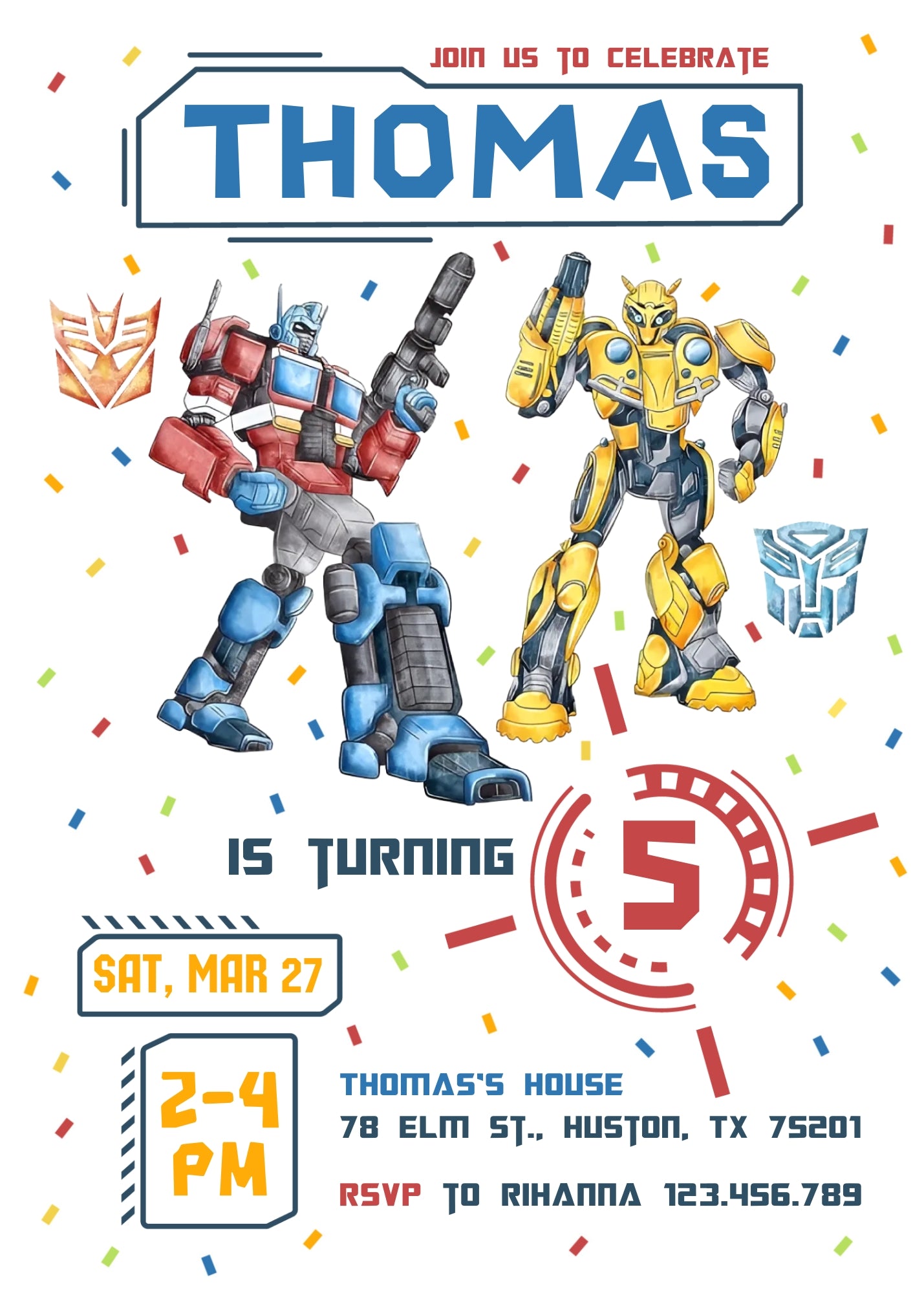 Transformers Rescue Bots customizable invitation template | Share or Print | boy | HL226