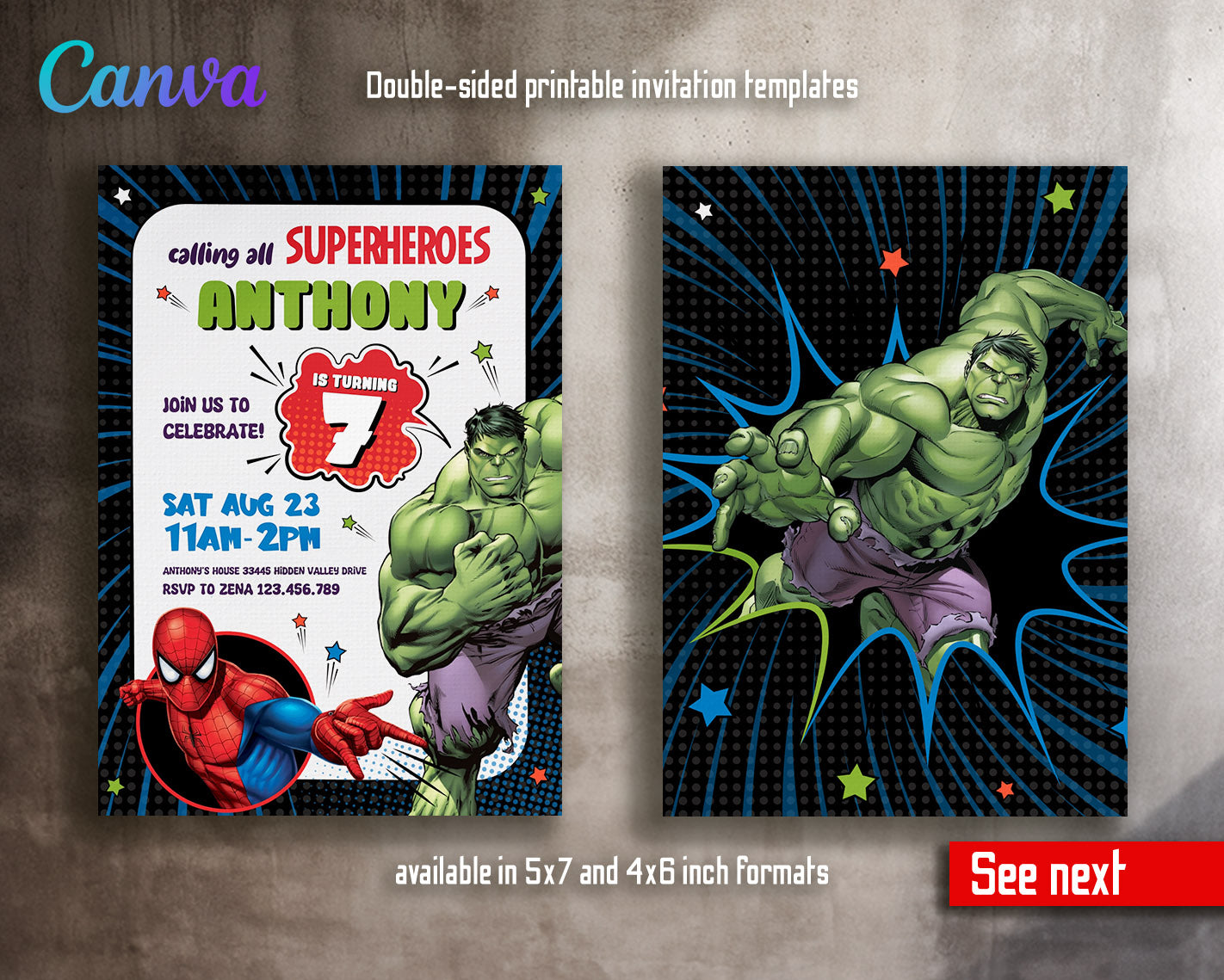 Avengers Marvel Superhero customizable invitation template | Share or Print | boy | IE425