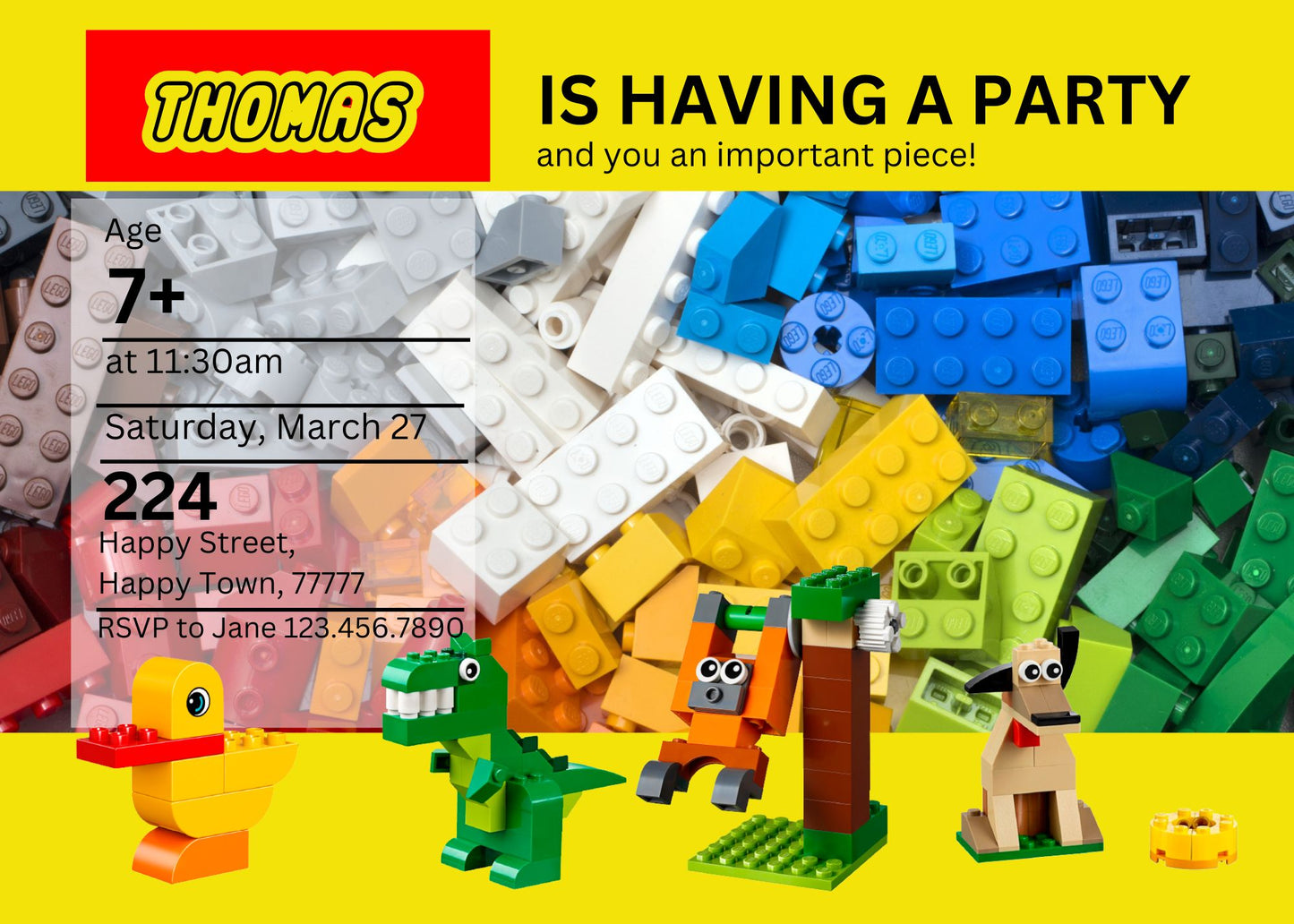 Lego customizable invitation template | Share or Print | | EQ842
