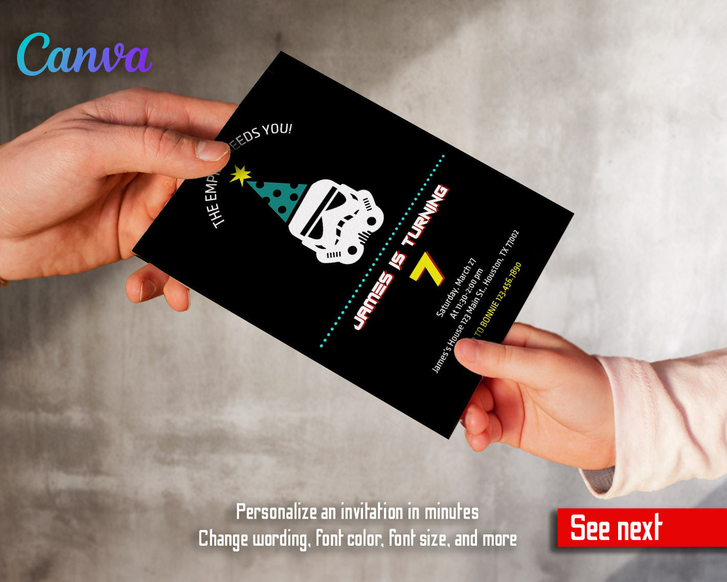 Star Wars Darth Vader customizable invitation template | Share or Print | boy | OS257