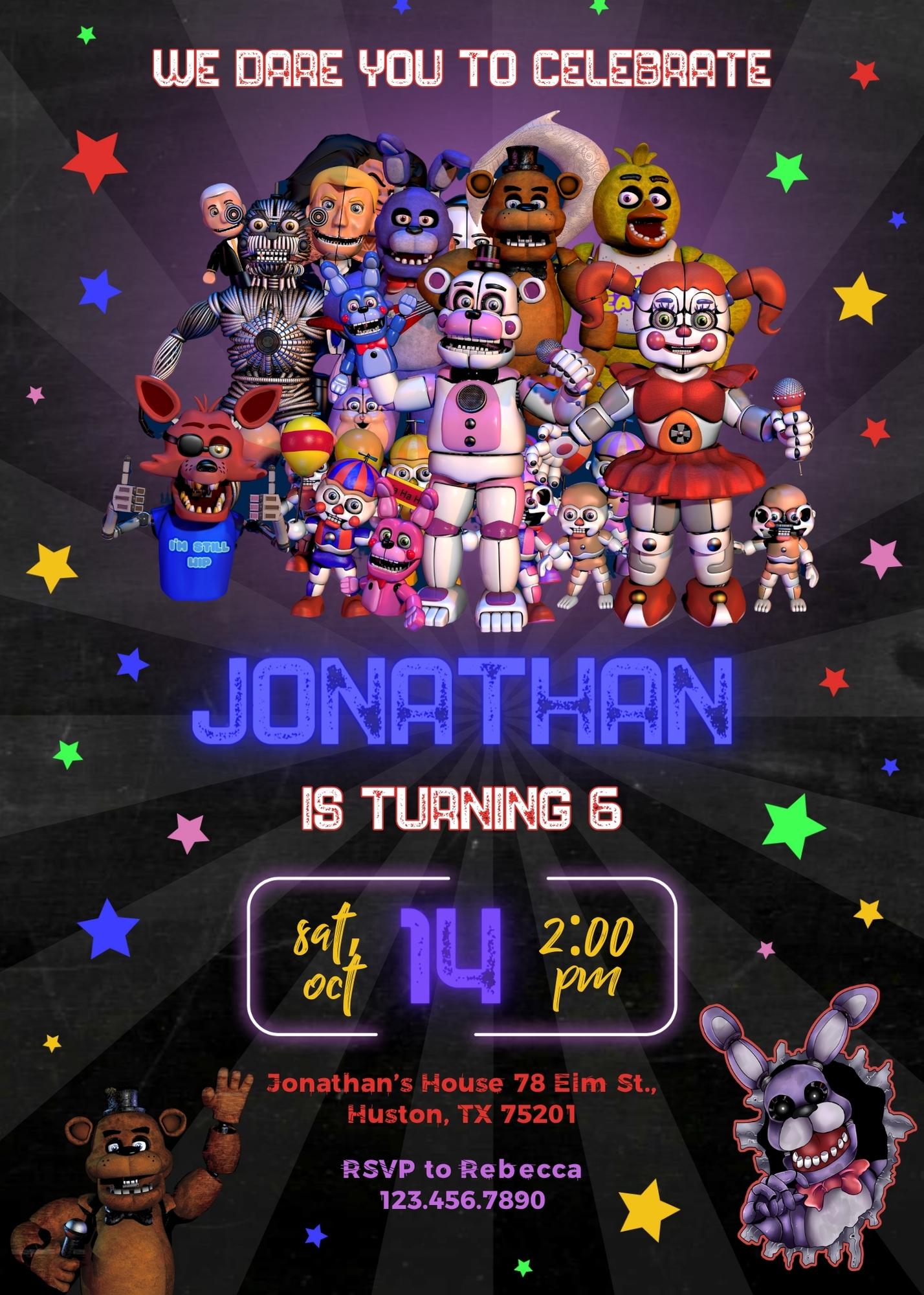 Five Nights at Freddy's customizable invitation template | Share or Print | | AG443