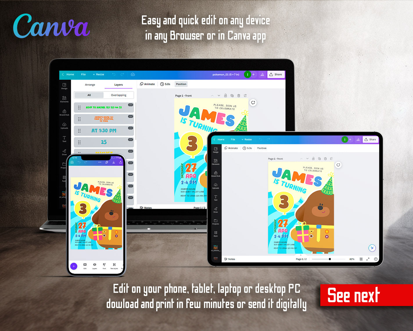 Hey Duggee customizable invitation template | Share or Print | | UR050
