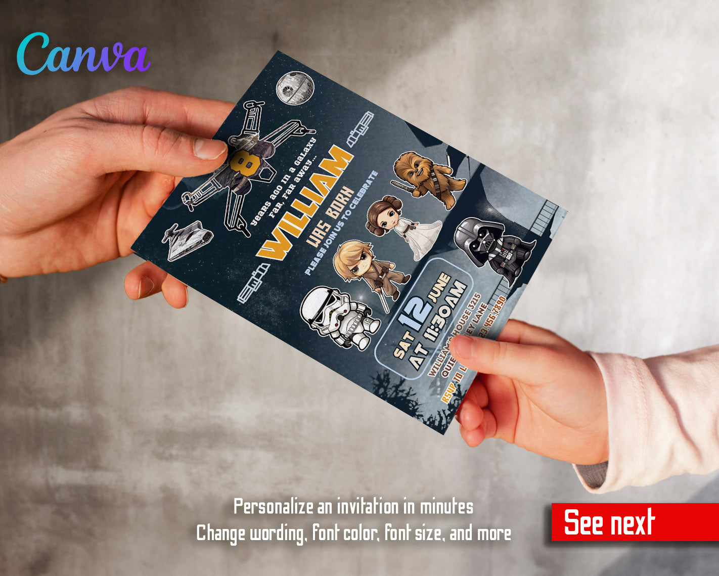 Star Wars Darth Vader customizable invitation template | Share or Print | boy | VQ123