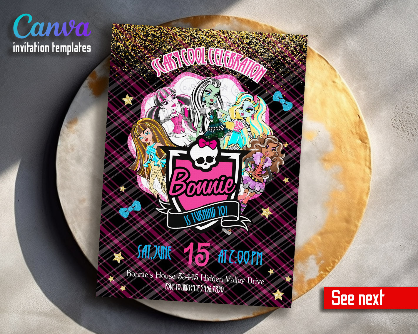 Monster High customizable invitation template | Share or Print | girl | RX844