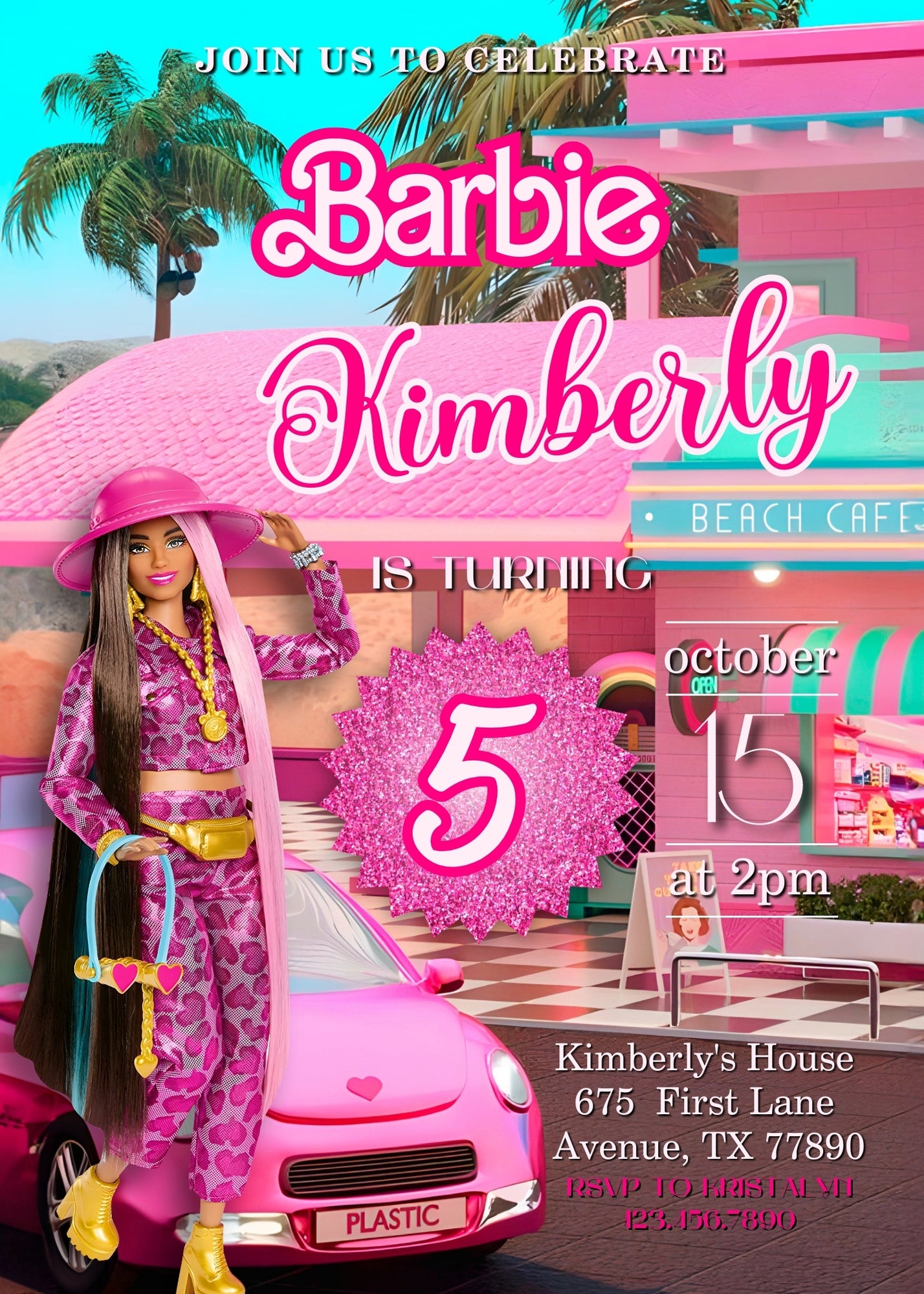 Barbie Pink customizable invitation template | Share or Print | girl | SO241