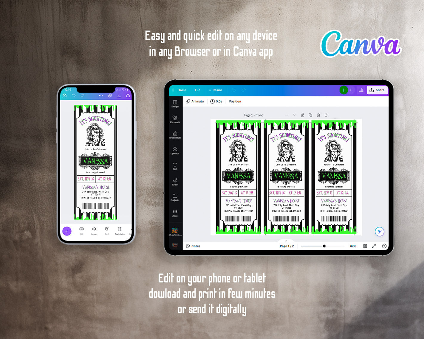 Beetlejuice Halloween customizable invitation template | Share or Print | | VP036