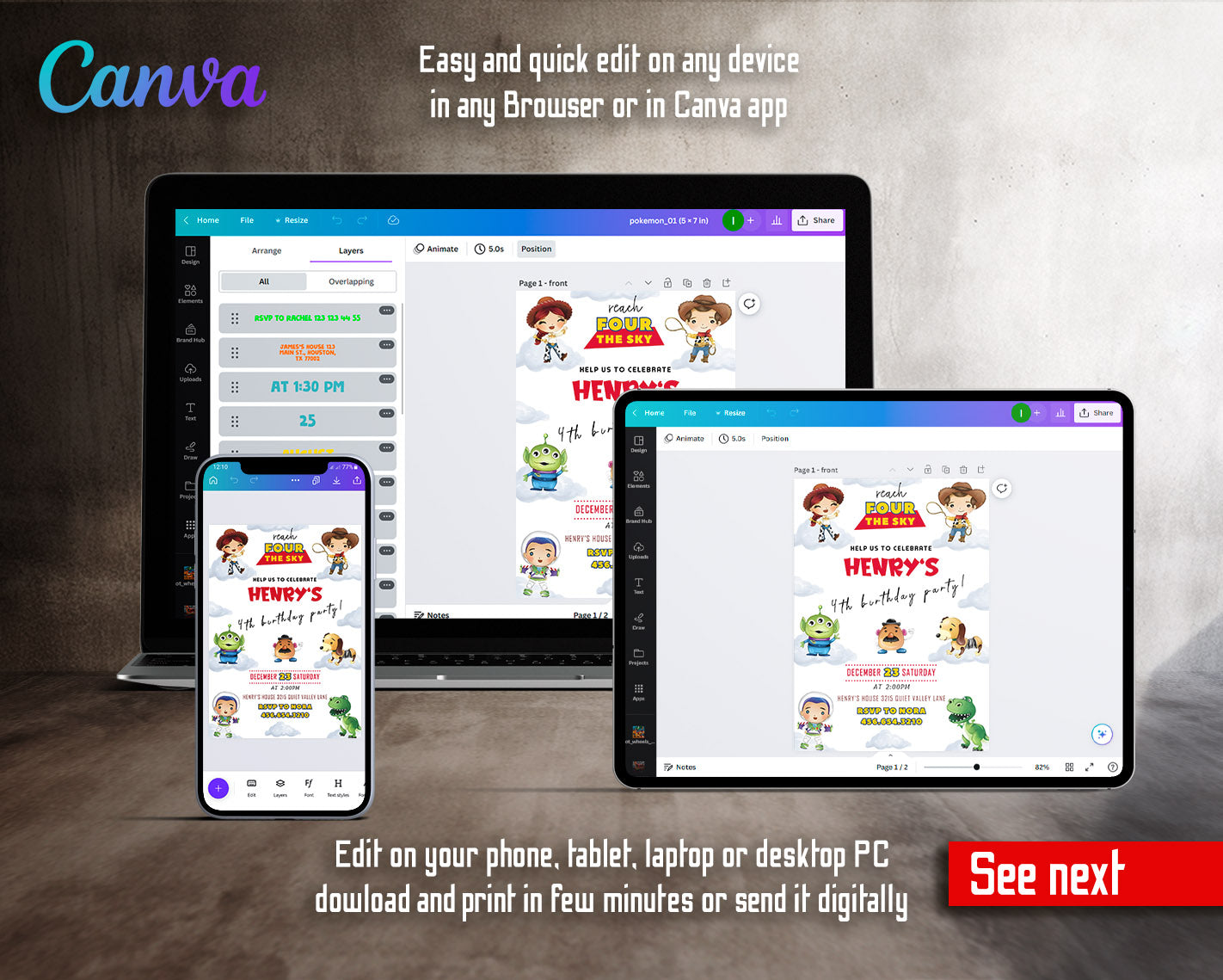 Toy Story Woody customizable invitation template | Share or Print | | JQ260