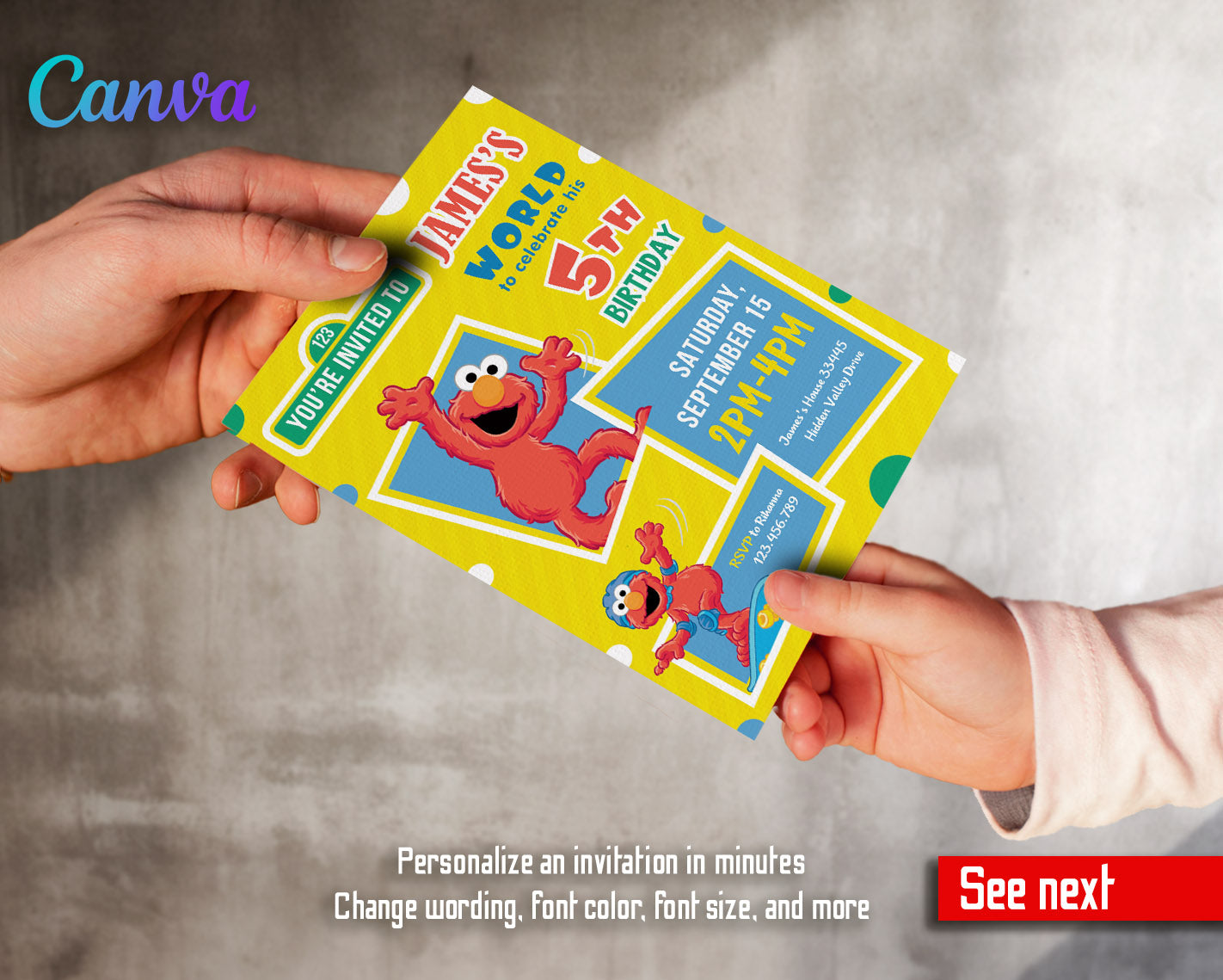 Sesame Street Elmo customizable invitation template | Share or Print | | SI095