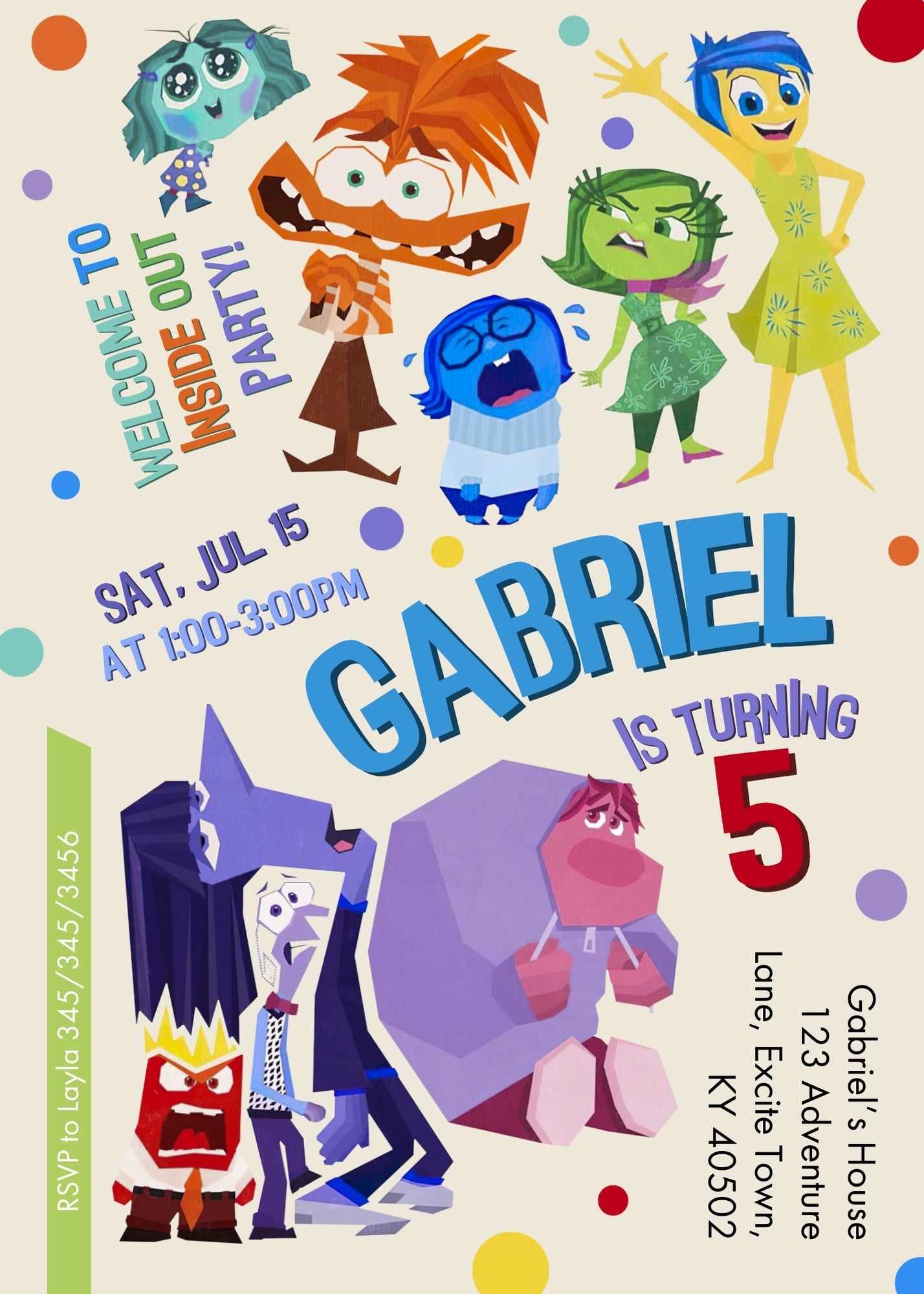 Inside Out 2 customizable invitation template | Share or Print | | ZU536