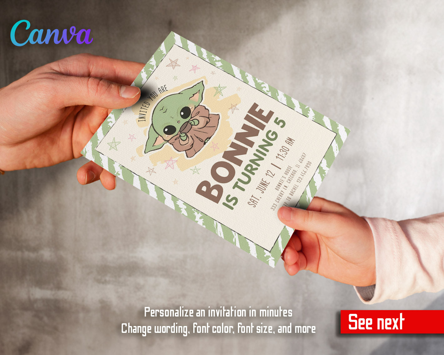 Baby Yoda Grogu Star Wars Mandalorian customizable invitation template | Share or Print | boy | DP710