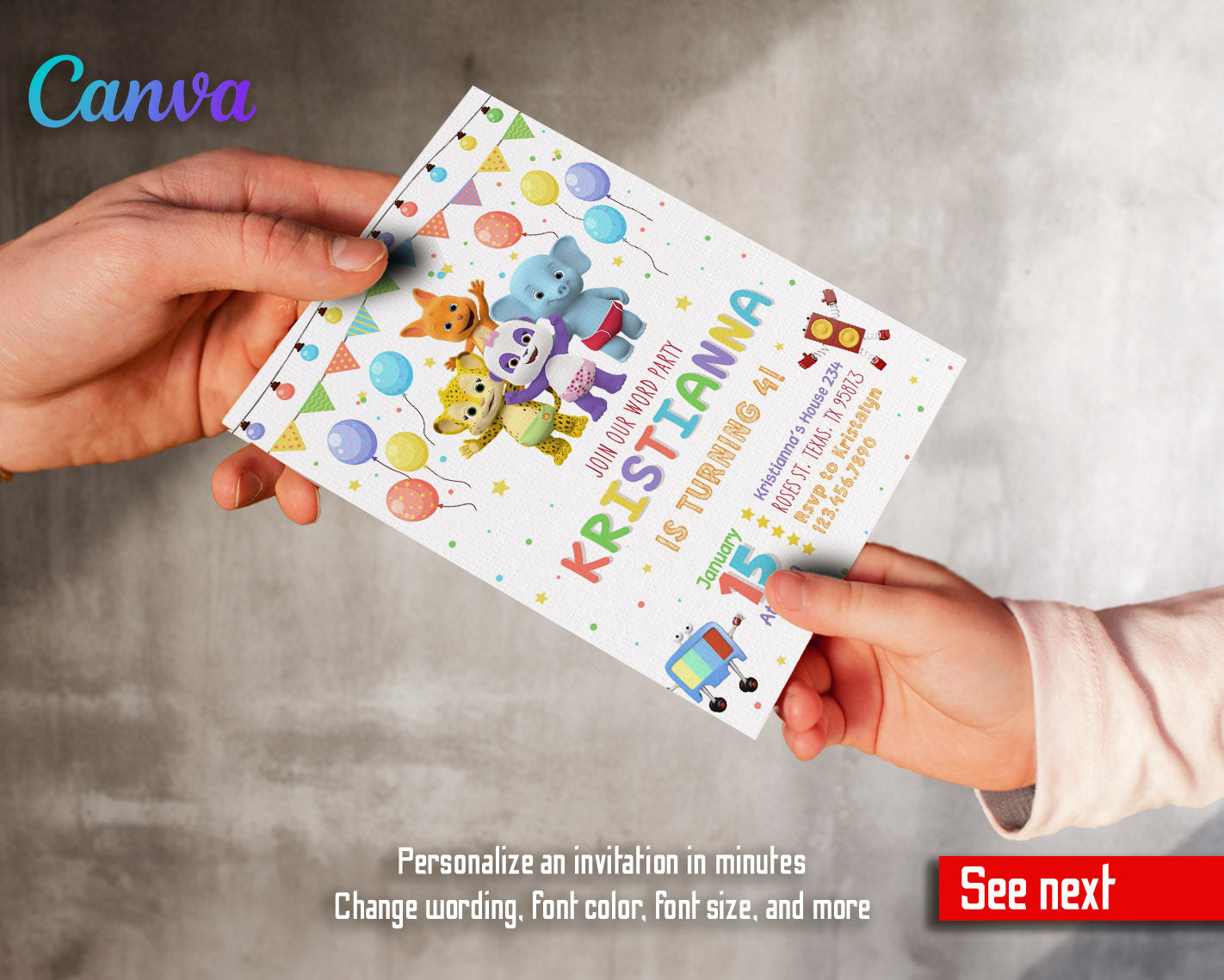 Word Party customizable invitation template | Share or Print | | IM216