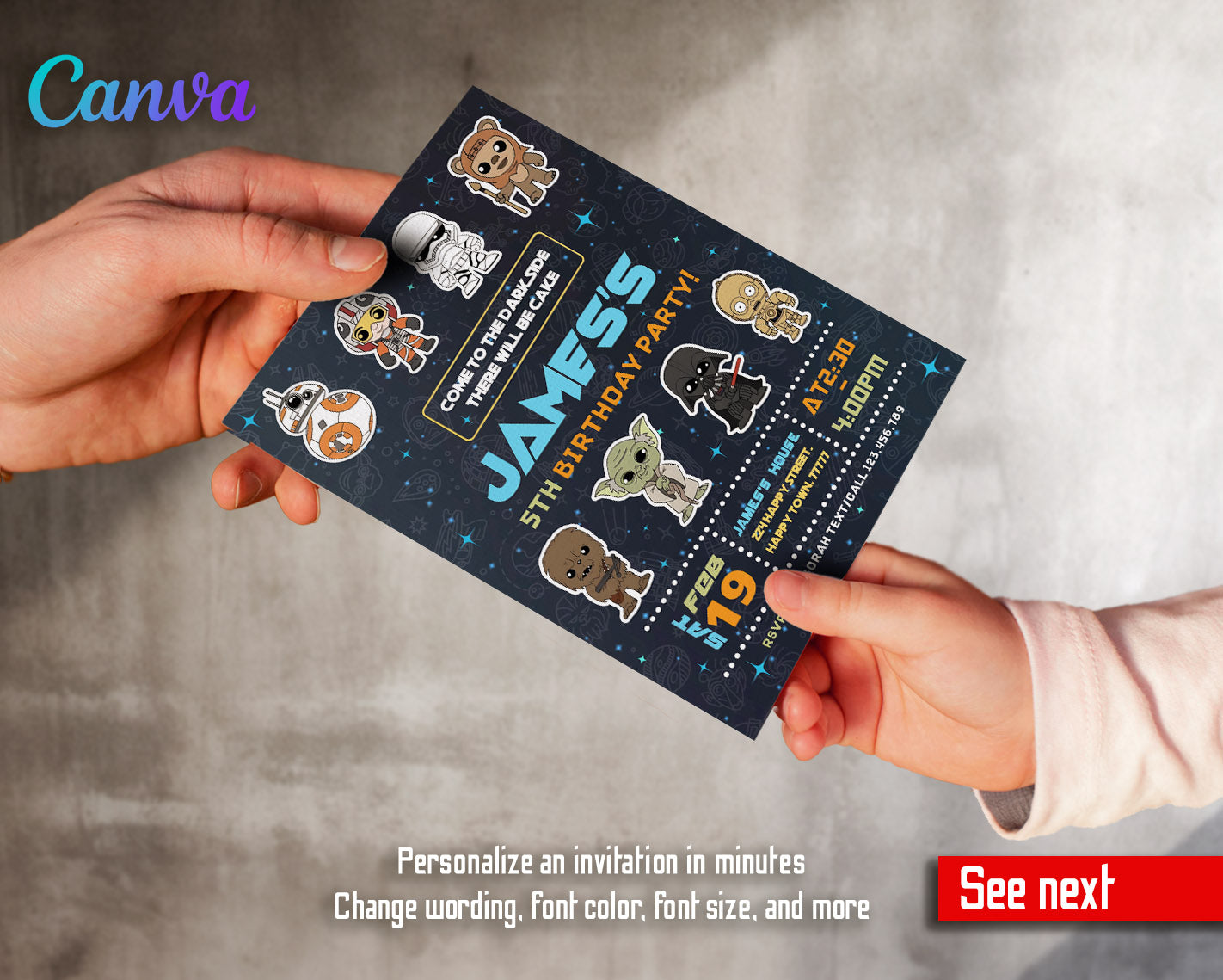 Star Wars Darth Vader customizable invitation template | Share or Print | boy | EG388