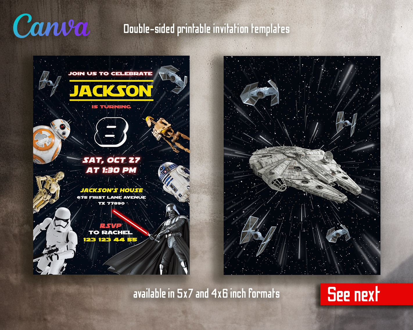 Star Wars Darth Vader customizable invitation template | Share or Print | boy | QY666