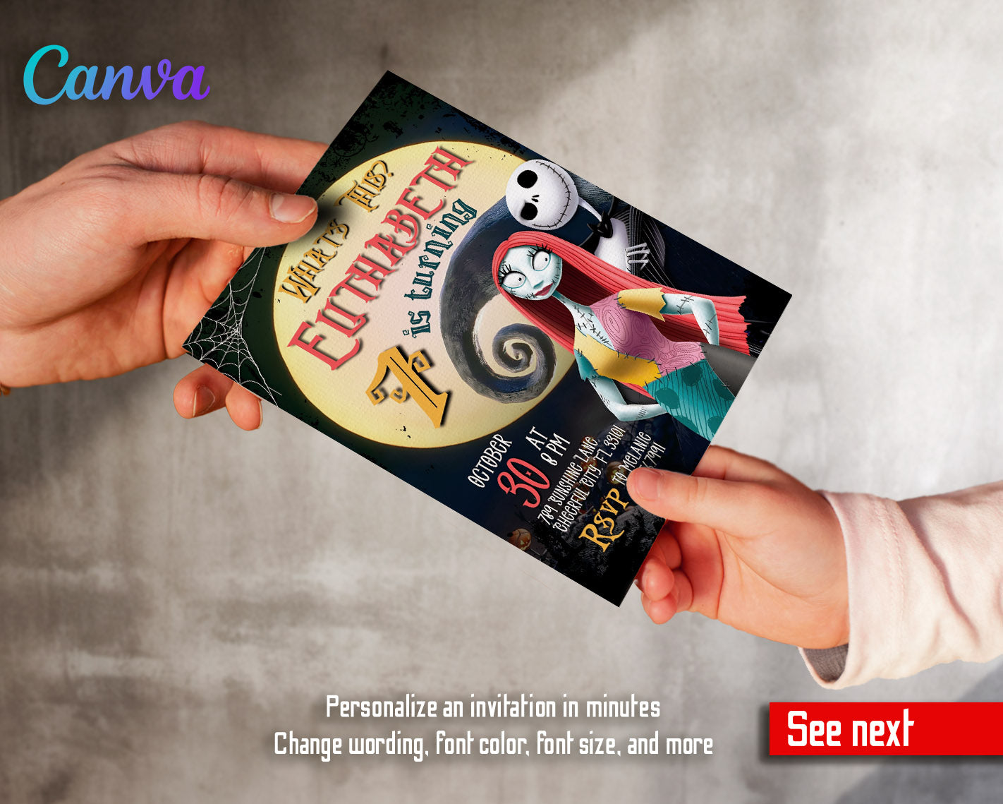 The Nightmare Before Christmas Halloween customizable invitation template | Share or Print | | FM119
