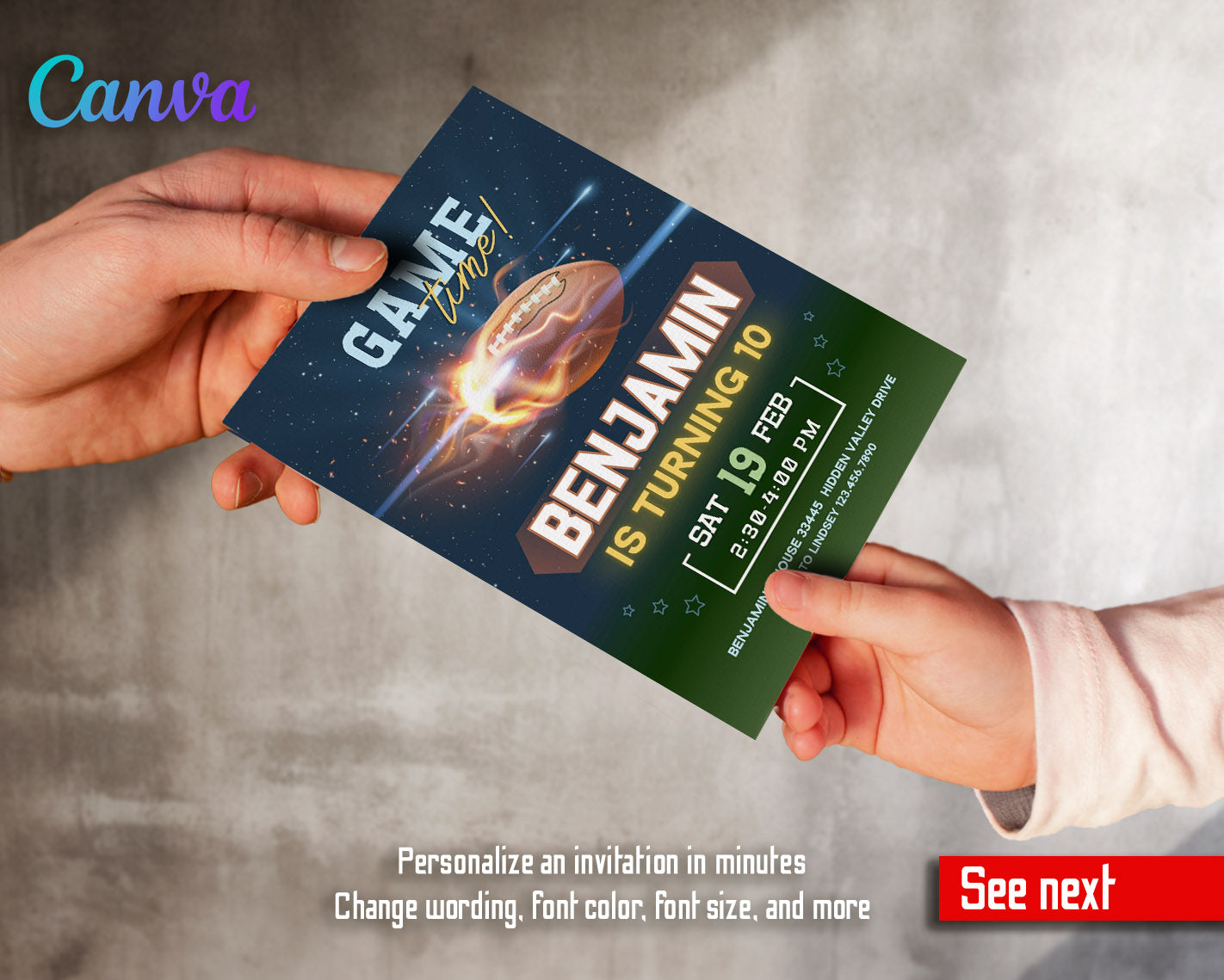 Super Bowl Football customizable invitation template | Share or Print | boy | WR234