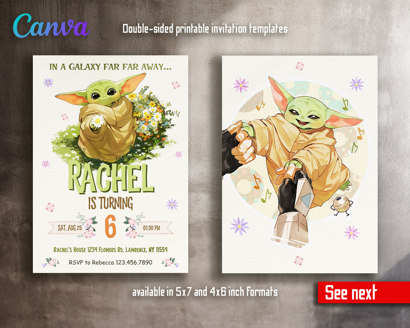 Baby Yoda Grogu Star Wars Mandalorian customizable invitation template | Share or Print | boy | YQ337