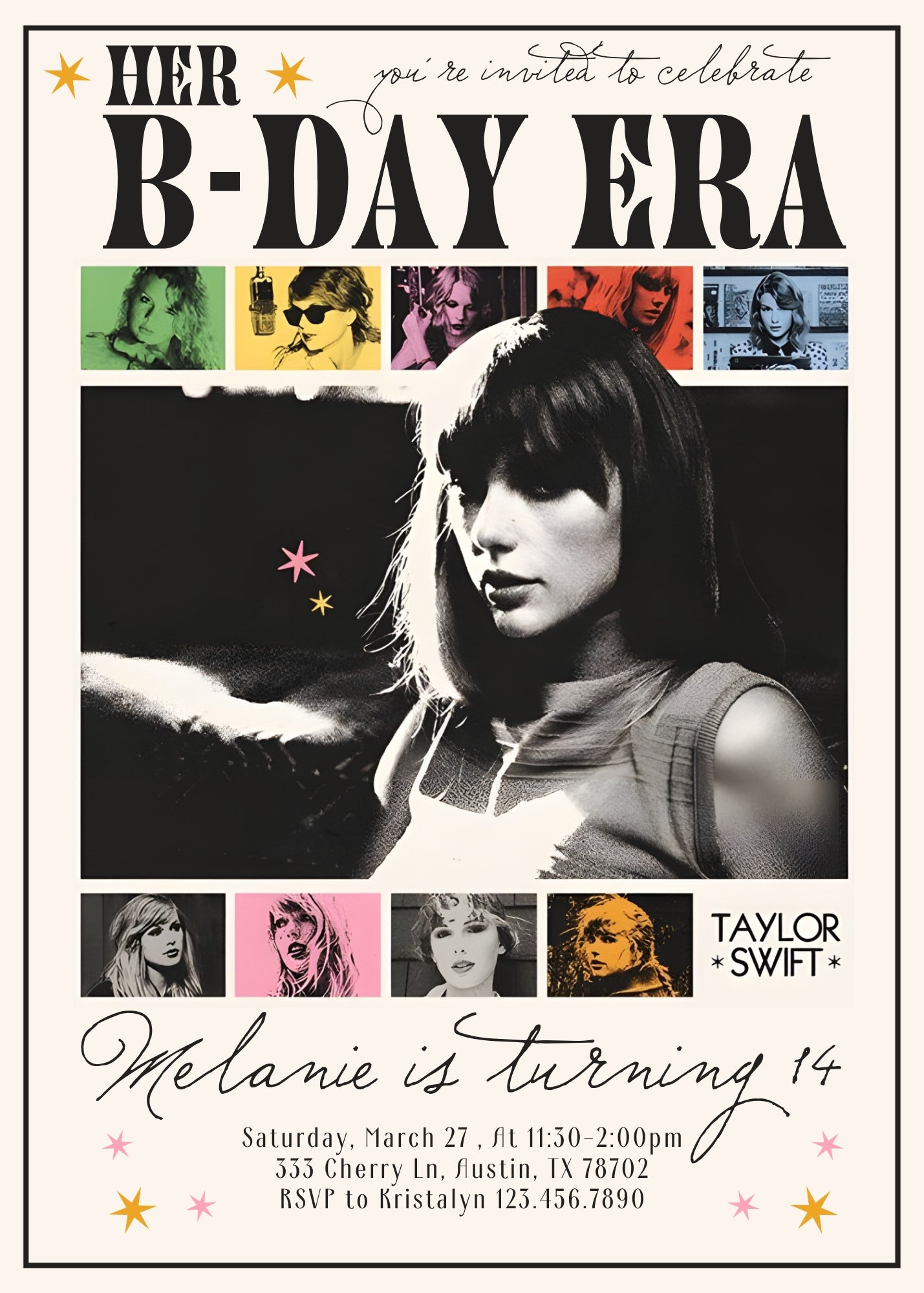 Taylor Swift Eras Tour customizable invitation template | Share or Print | girl | RG549