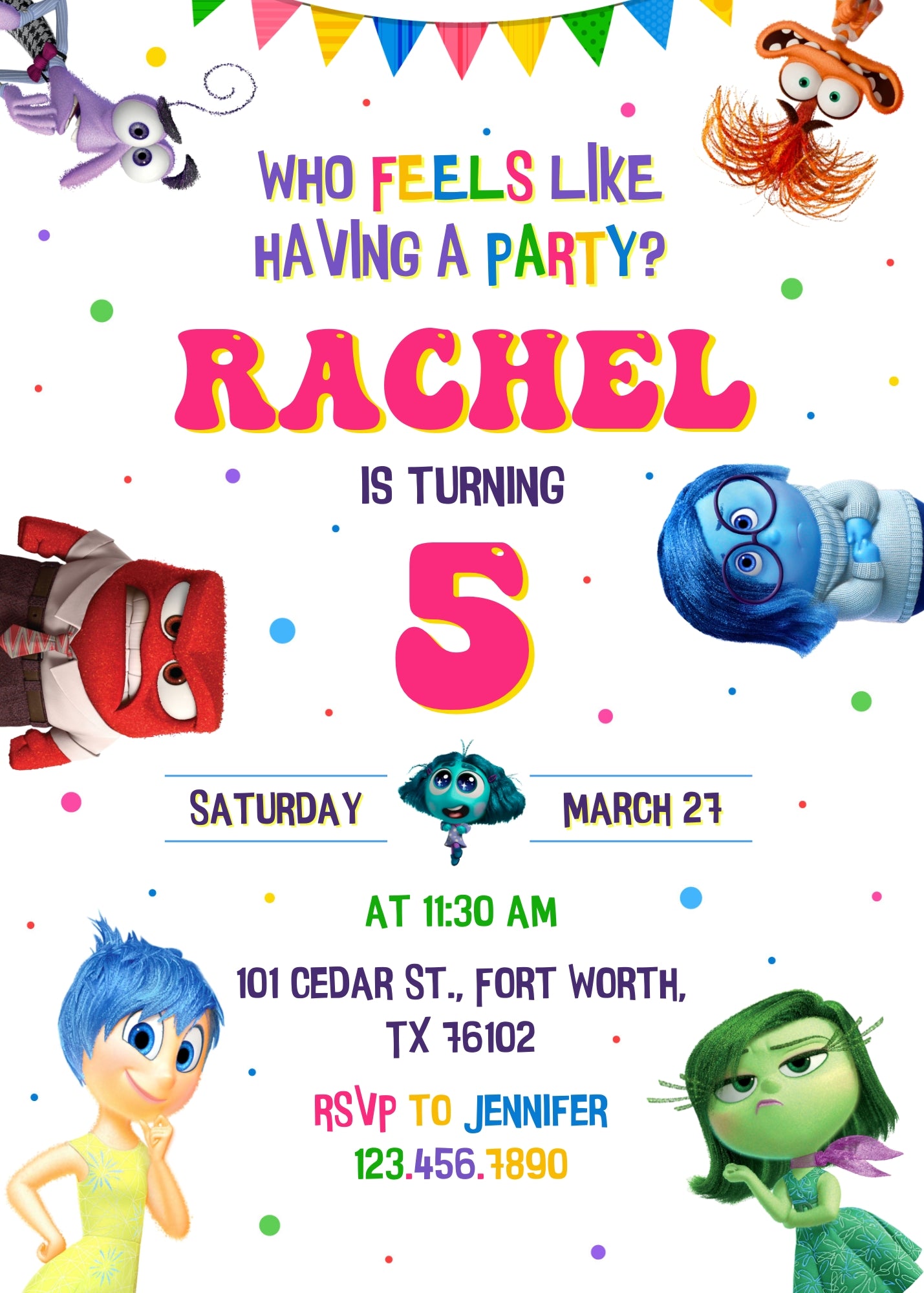 Inside Out 2 customizable invitation template | Share or Print | | NC736