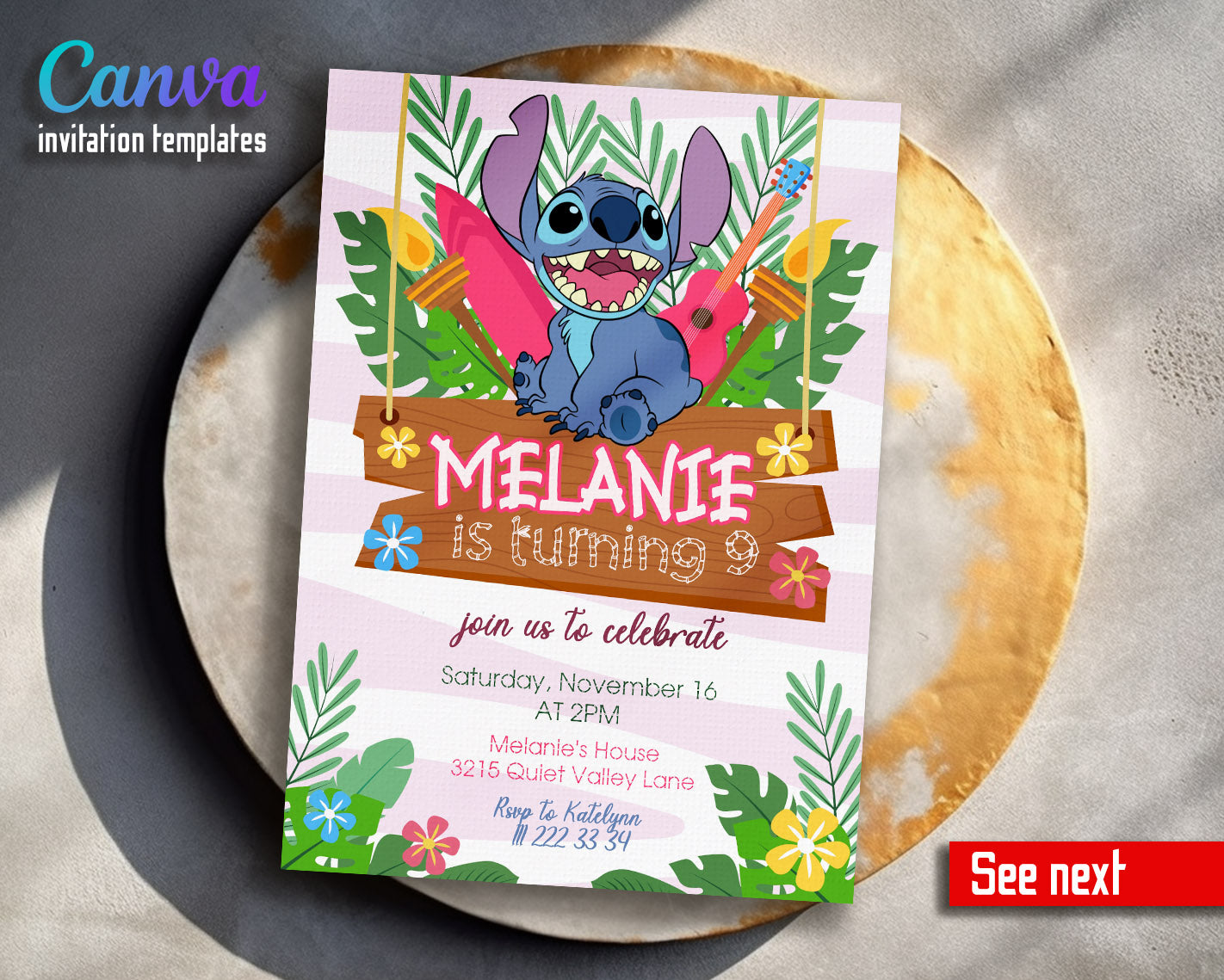 Lilo & Stitch Aloha customizable invitation template | Share or Print | | UE809