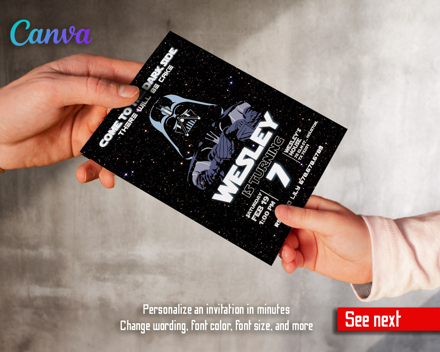 Star Wars Darth Vader customizable invitation template | Share or Print | boy | MJ851