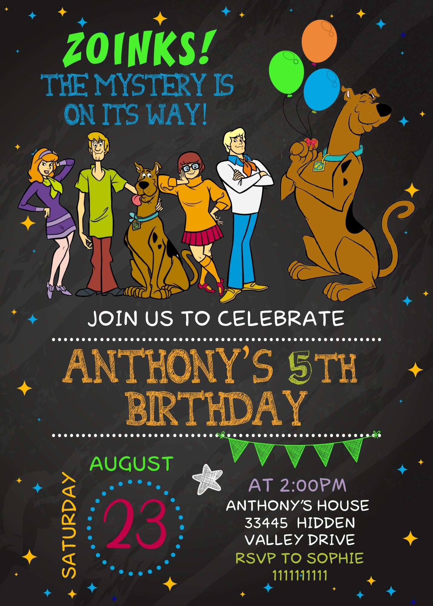 Scooby-Doo customizable invitation template | Share or Print | | TO021