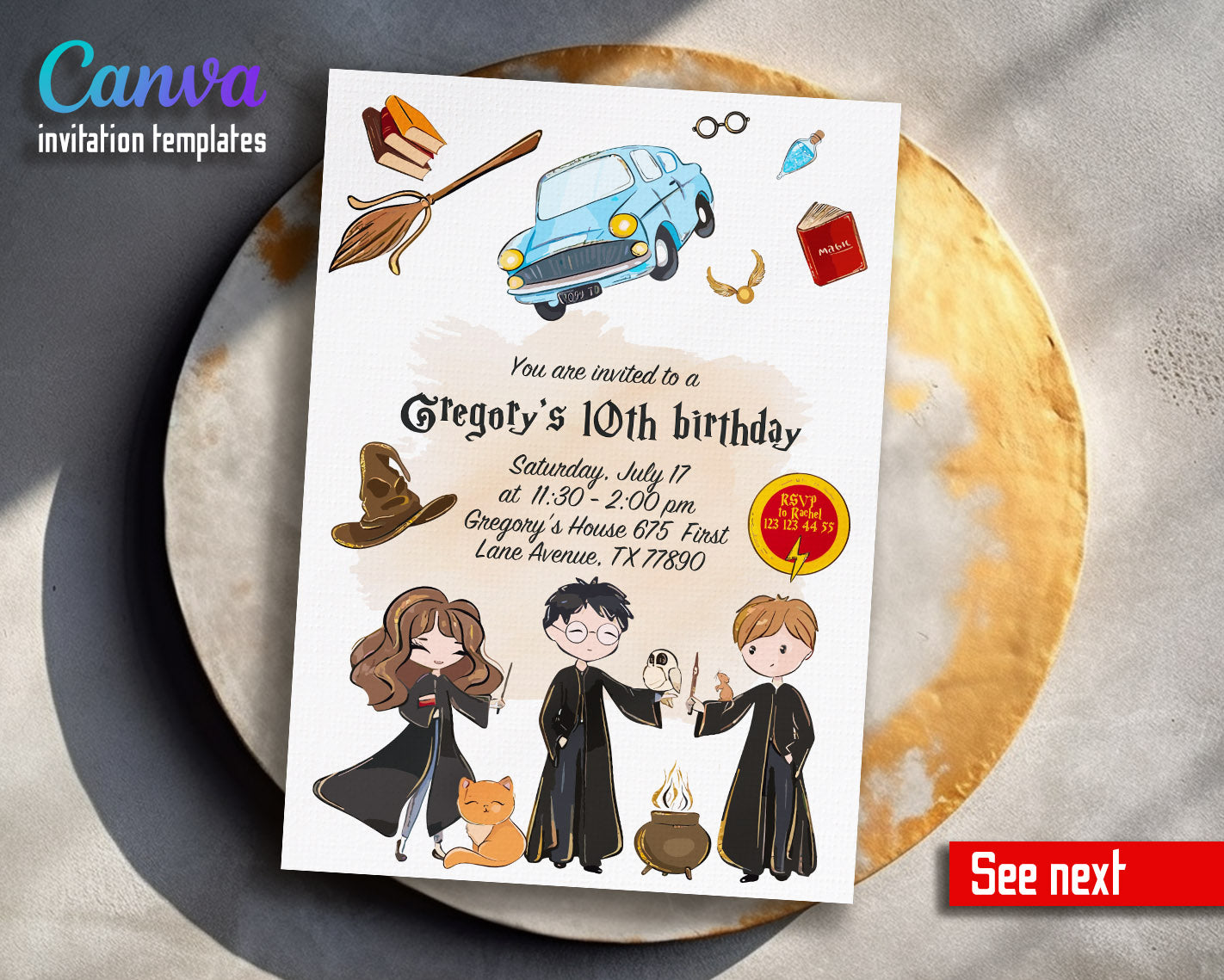 Harry Potter customizable invitation template | Share or Print | | UT126