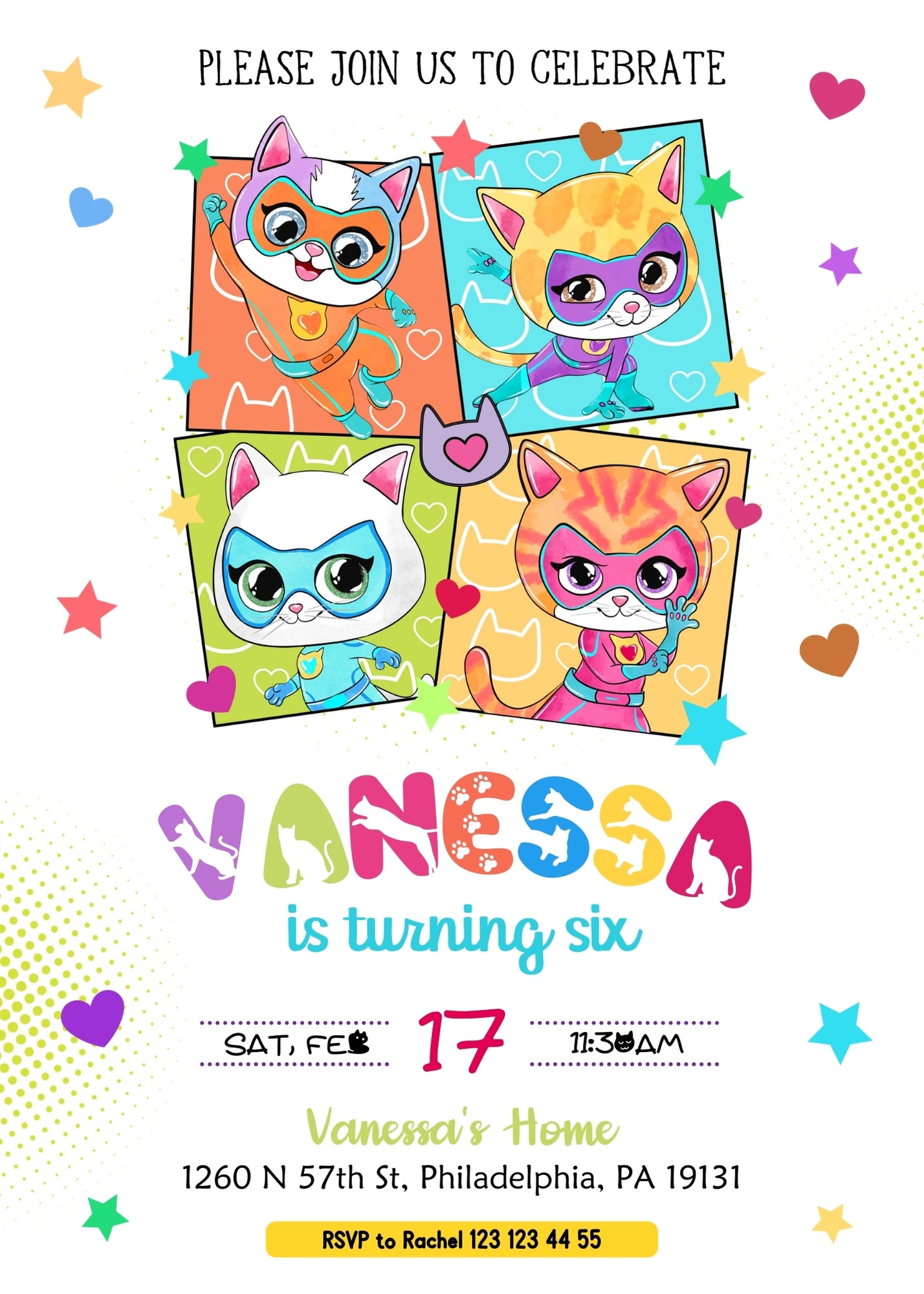 SuperKitties customizable invitation template | Share or Print | | UD496