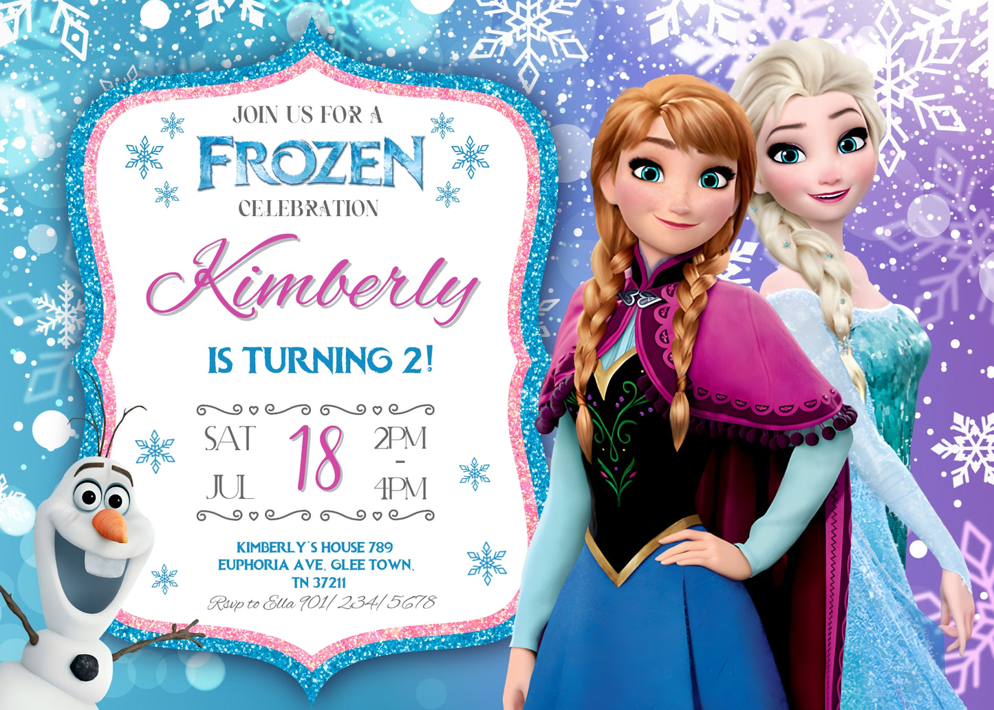 Frozen Elsa customizable invitation template | Share or Print | girl | TR144