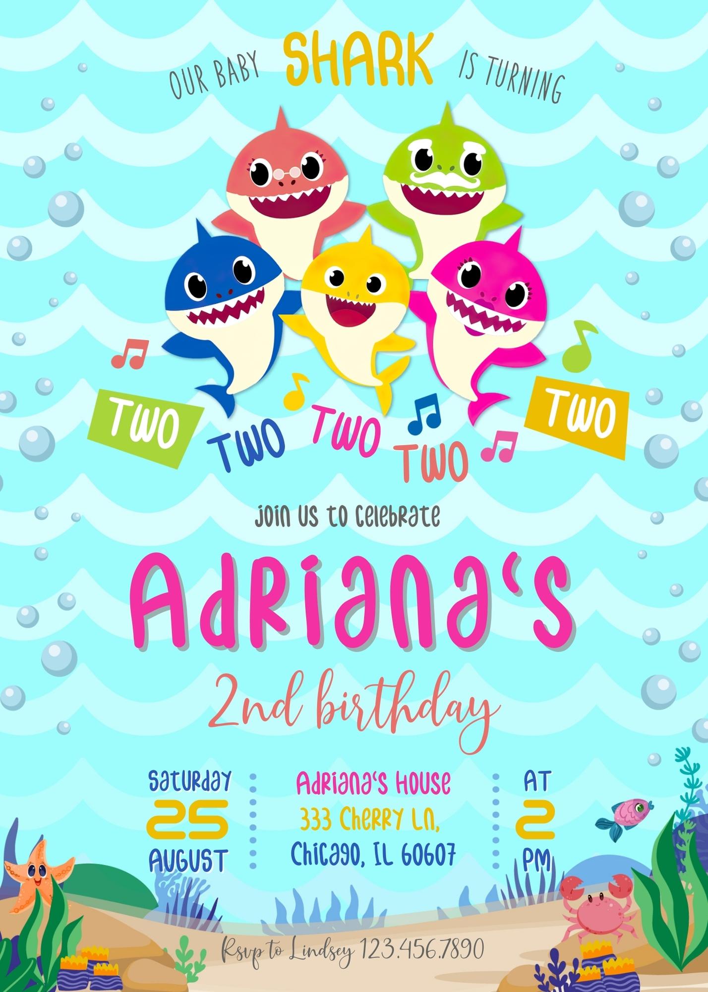 Baby Shark customizable invitation template | Share or Print | | FY457