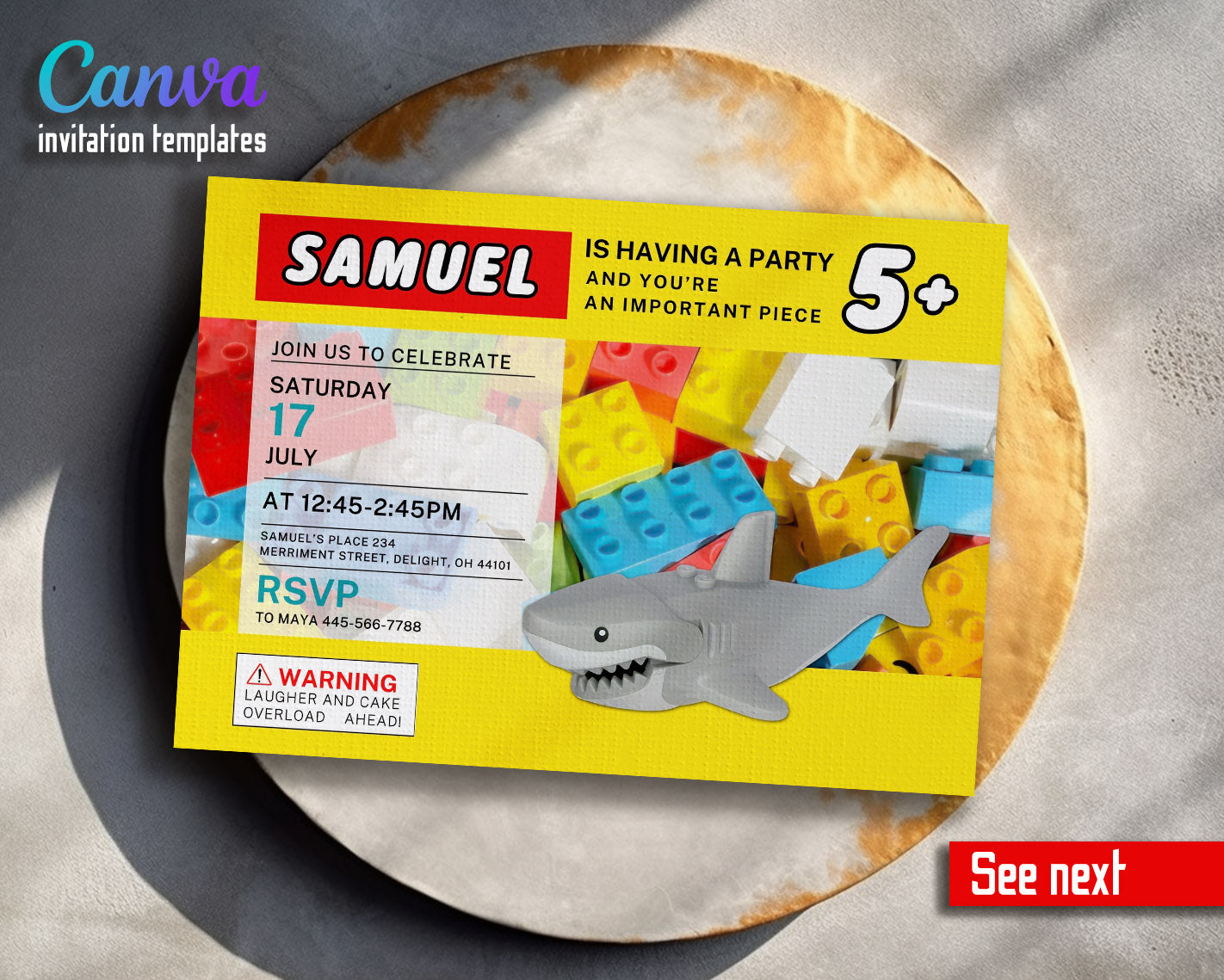 Lego Shark Jaws customizable invitation template | Share or Print | | JR494