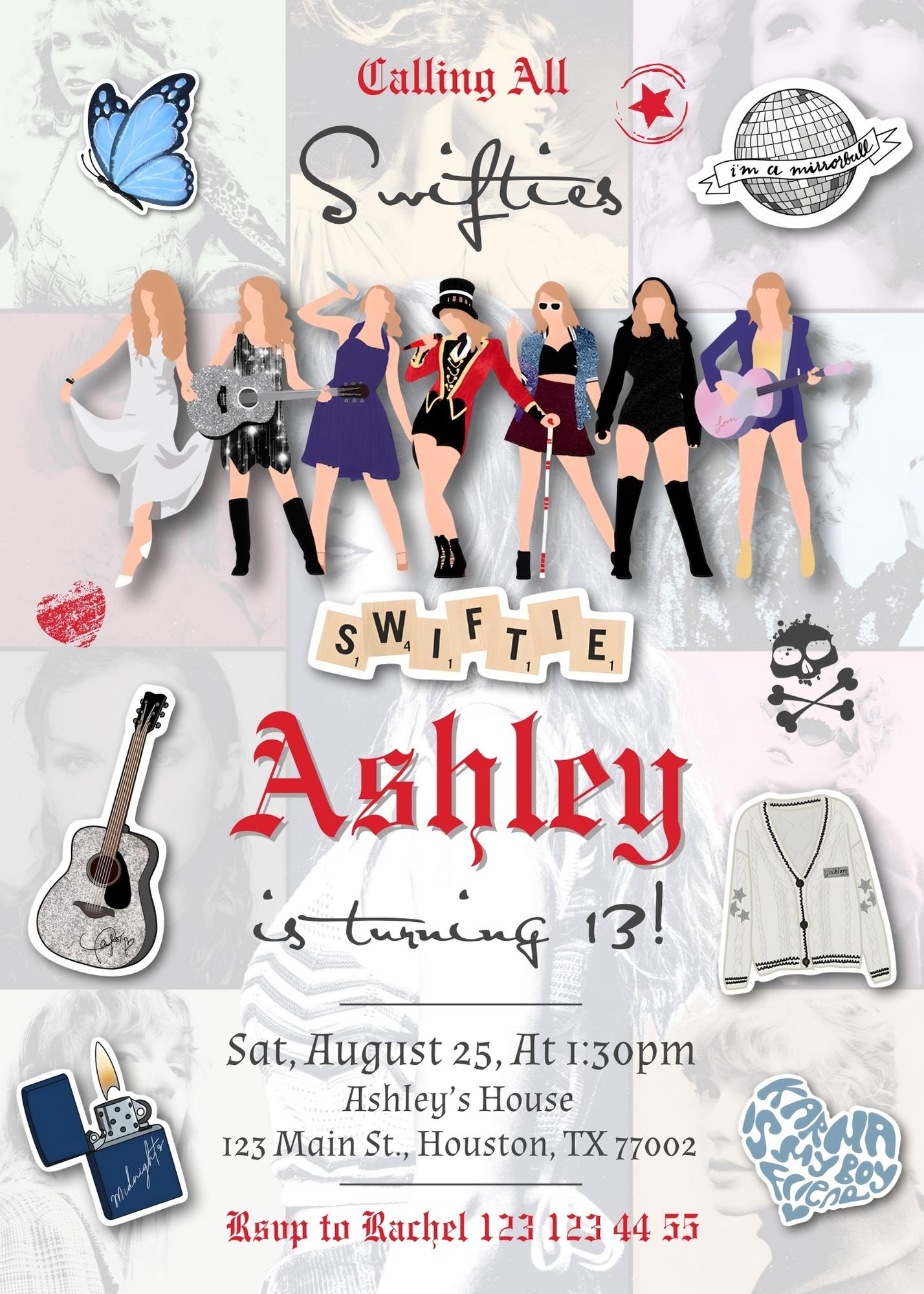 Taylor Swift Eras Tour customizable invitation template | Share or Print | girl | SB043