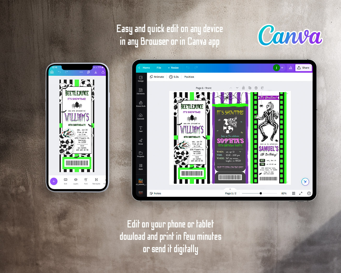 Beetlejuice Halloween customizable invitation template | Share or Print | | RR516