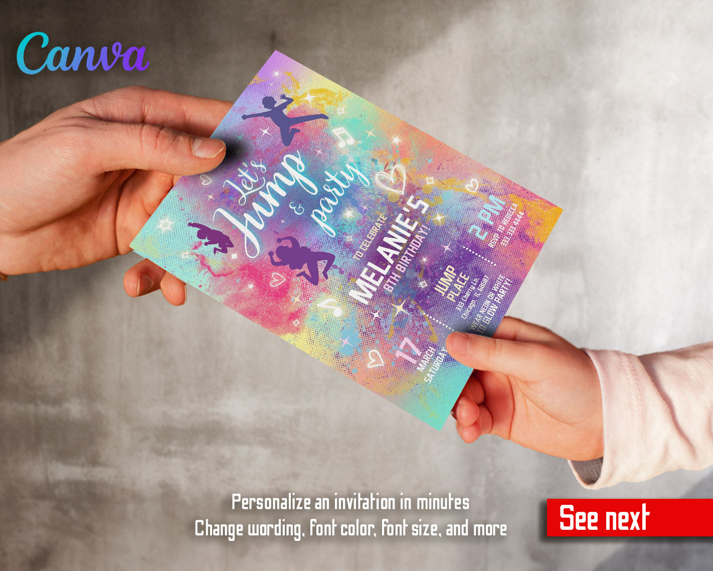 Trampoline Jump Party customizable invitation template | Share or Print | | ZA575