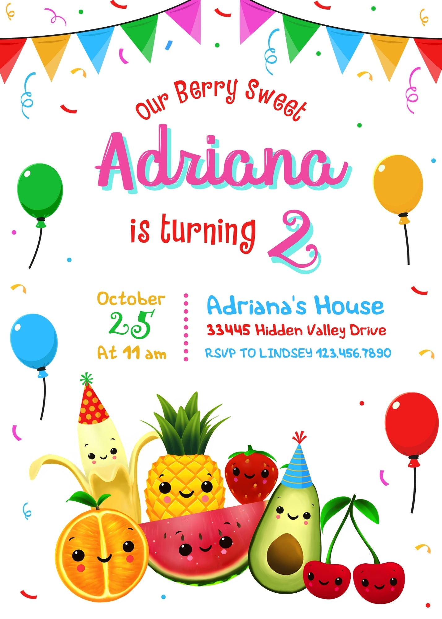 Hey Bear Sensory Dancing Fruits customizable invitation template | Share or Print | | XU237