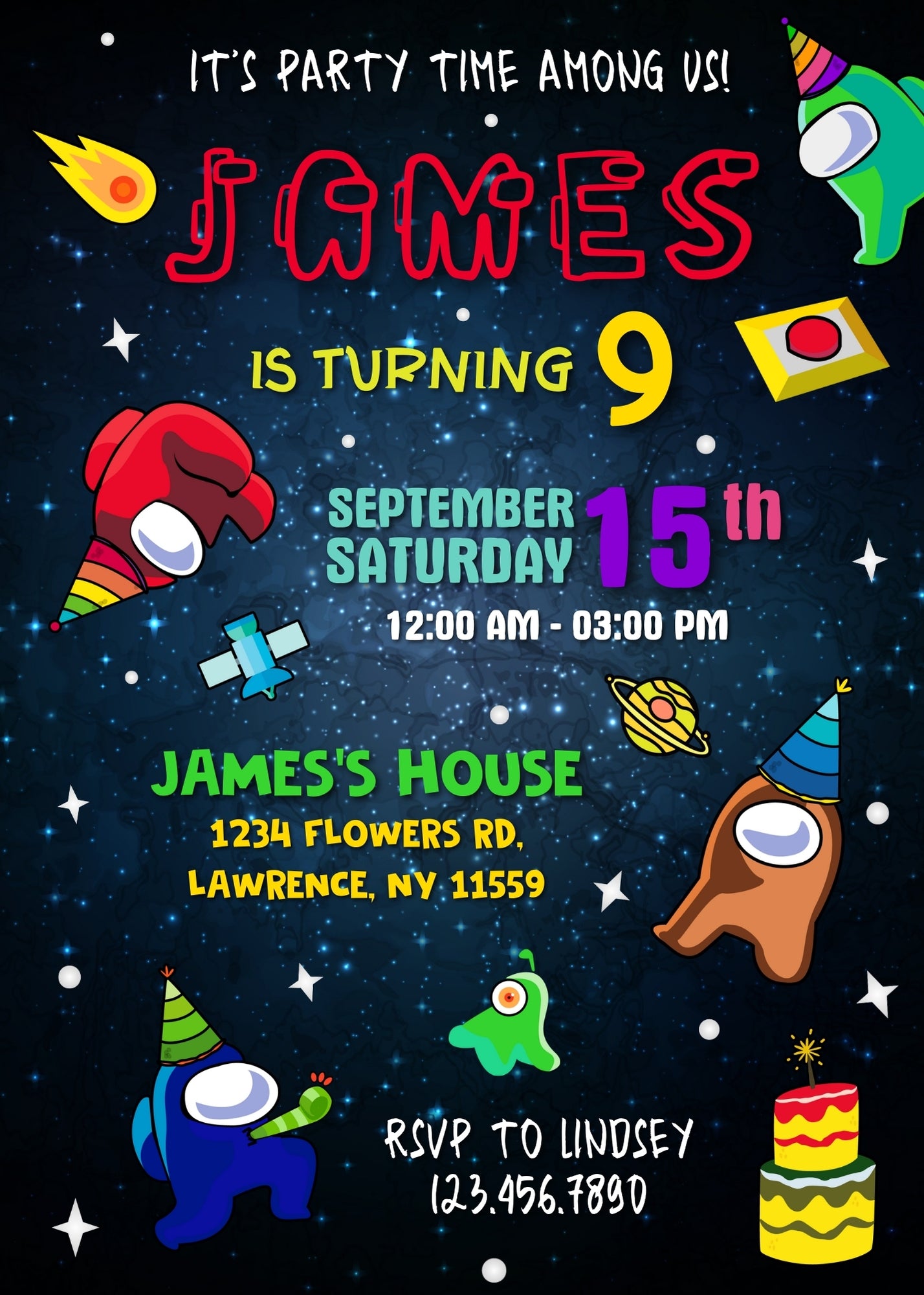 Among Us Gamer customizable invitation template | Share or Print | | ZU405