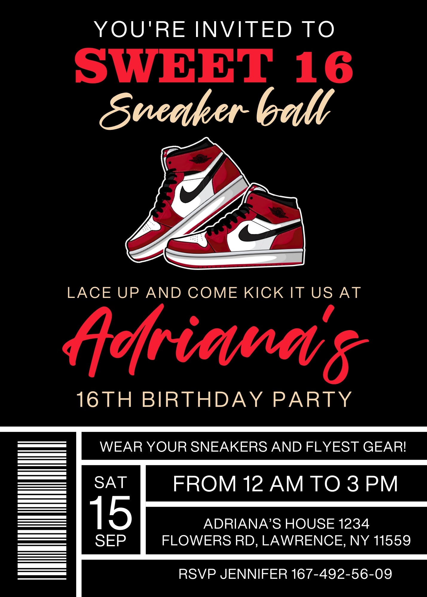 Sneaker Ball Air Jordan Nike customizable invitation template | Share or Print | | TQ465