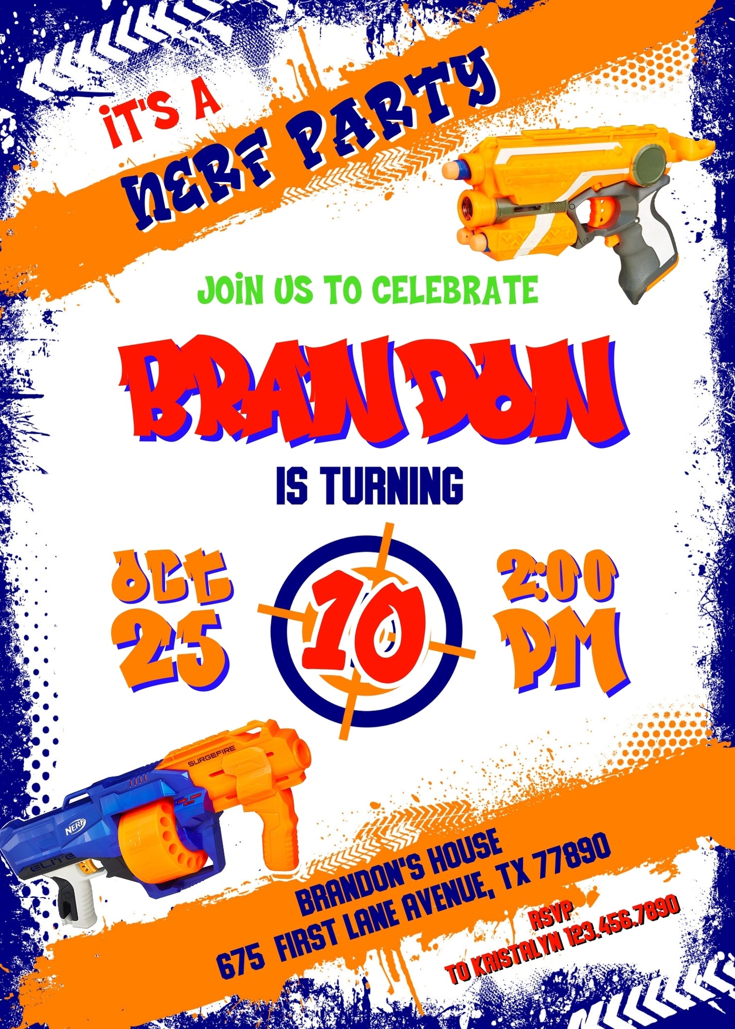 NERF Dart Wars customizable invitation template | Share or Print | boy | DR918
