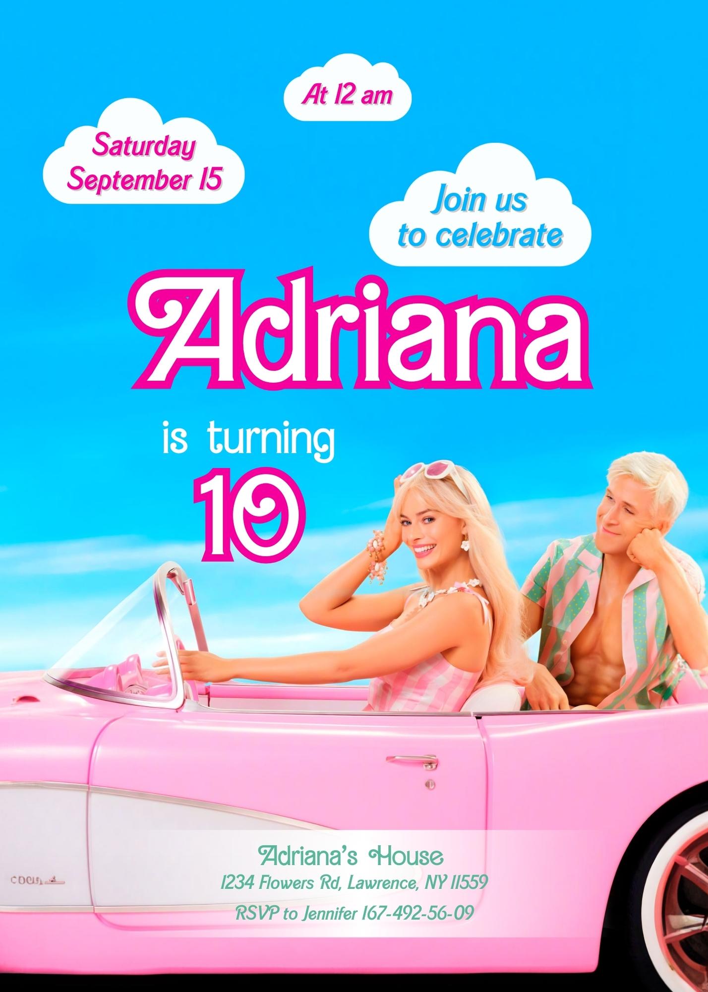 Barbie Pink customizable invitation template | Share or Print | girl | GF806