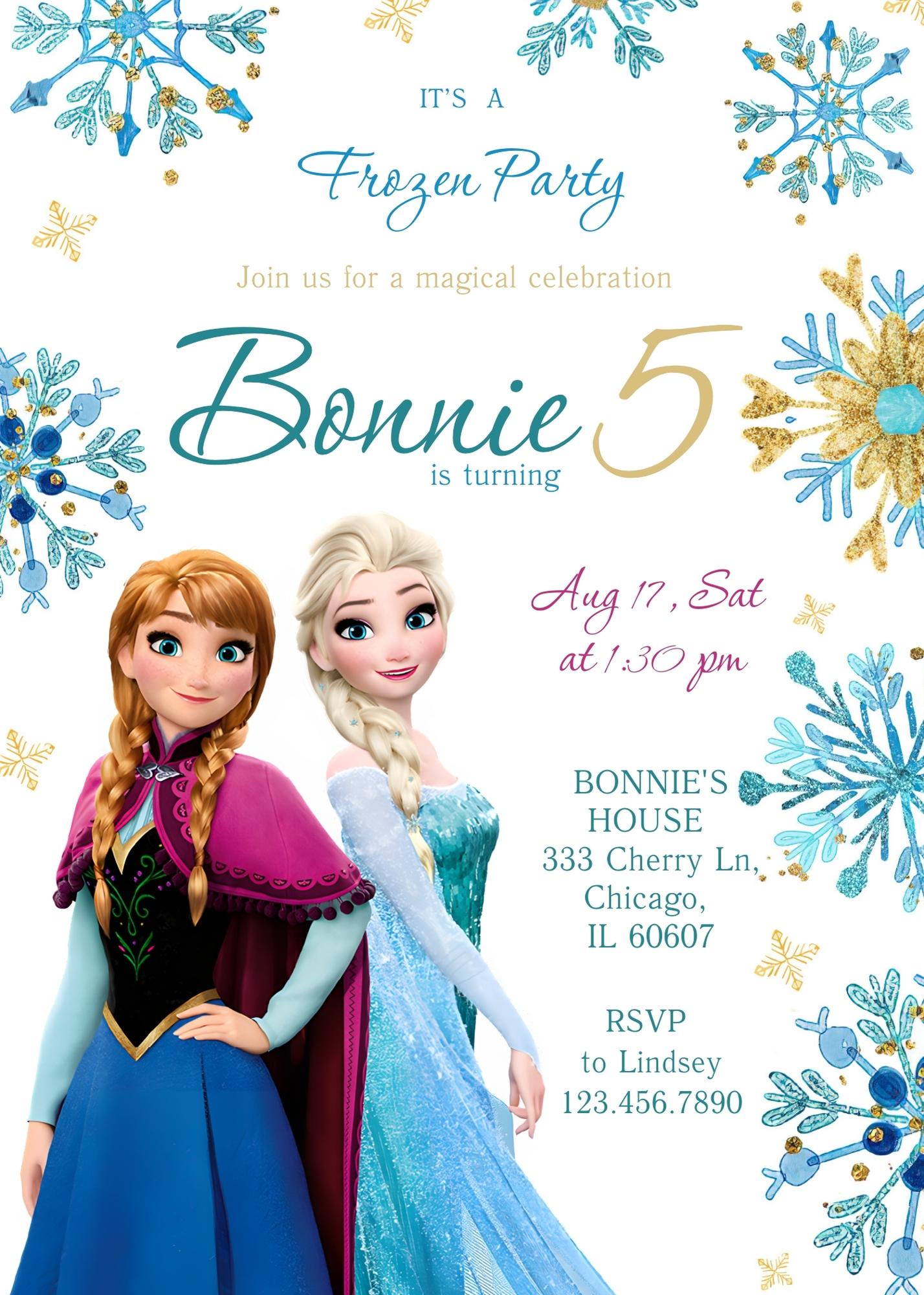 Frozen Elsa customizable invitation template | Share or Print | girl | VA795