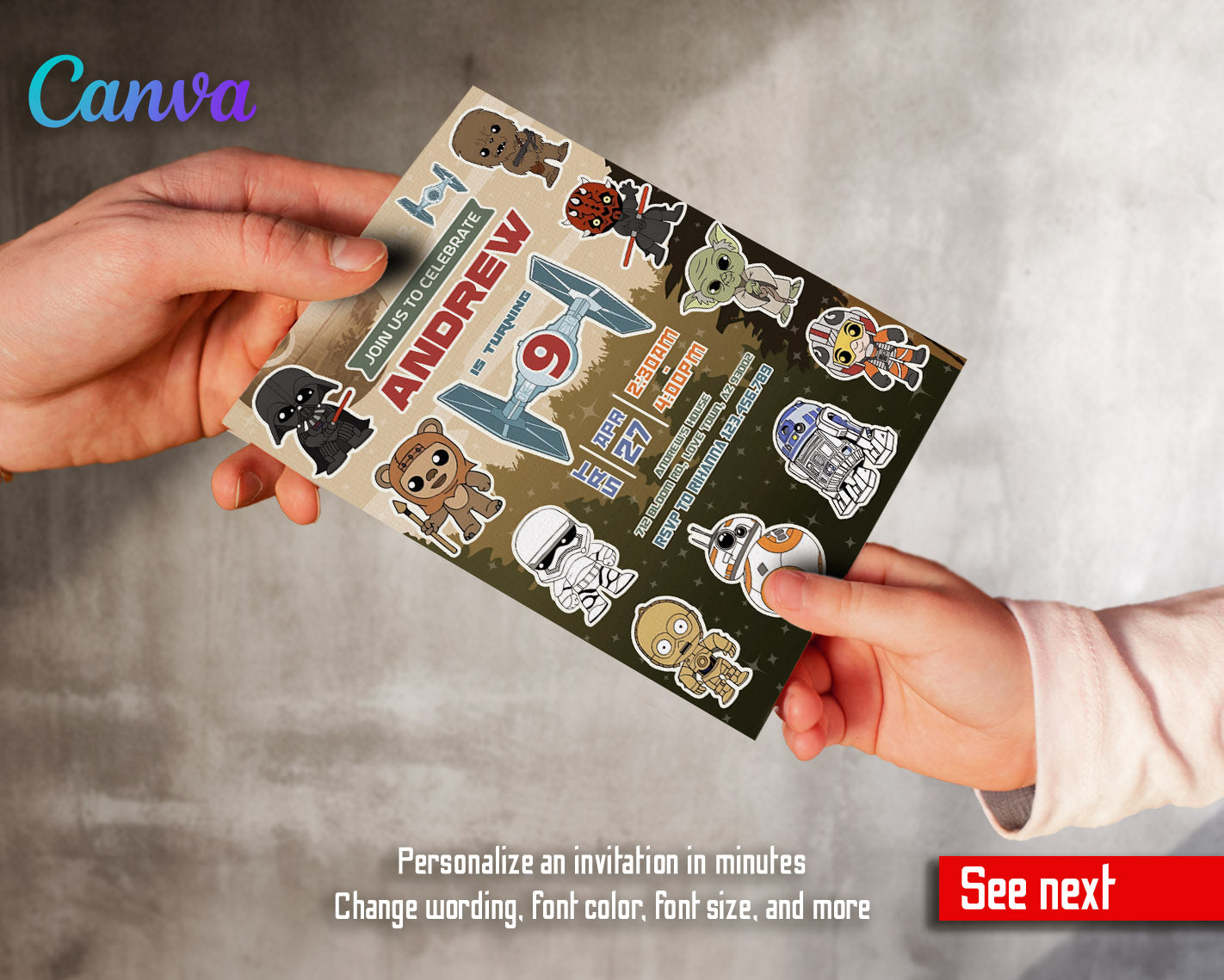 Star Wars Darth Vader customizable invitation template | Share or Print | boy | CZ000