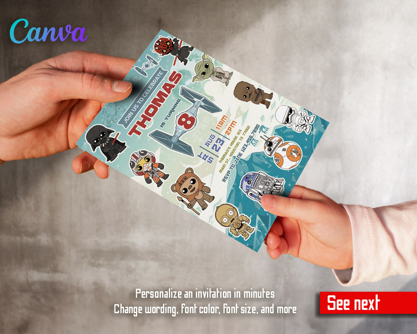 Star Wars Darth Vader customizable invitation template | Share or Print | boy | YJ379